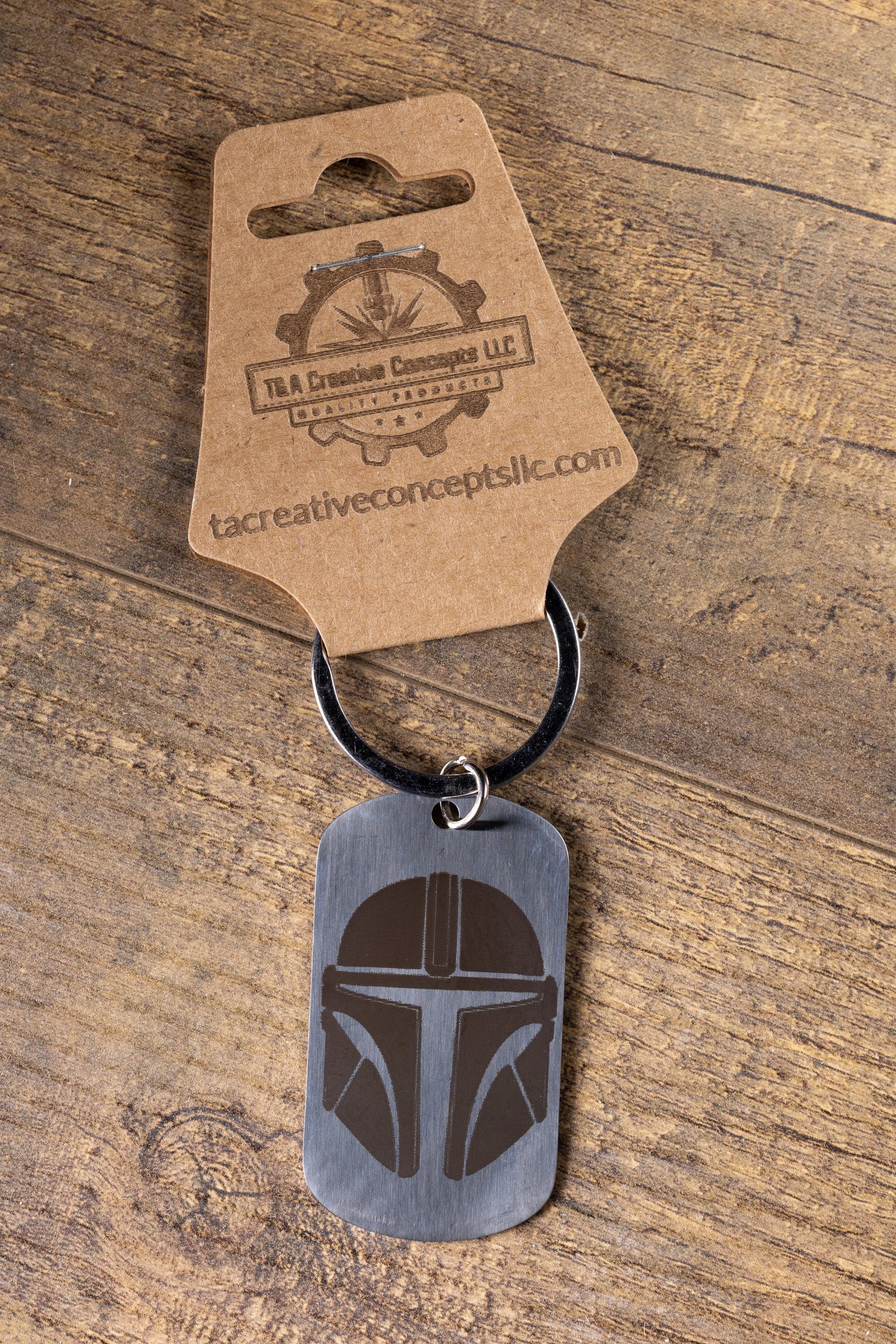 Mandalorian Keychain | Laser Engraved Stainless Steel Double Sided Gift