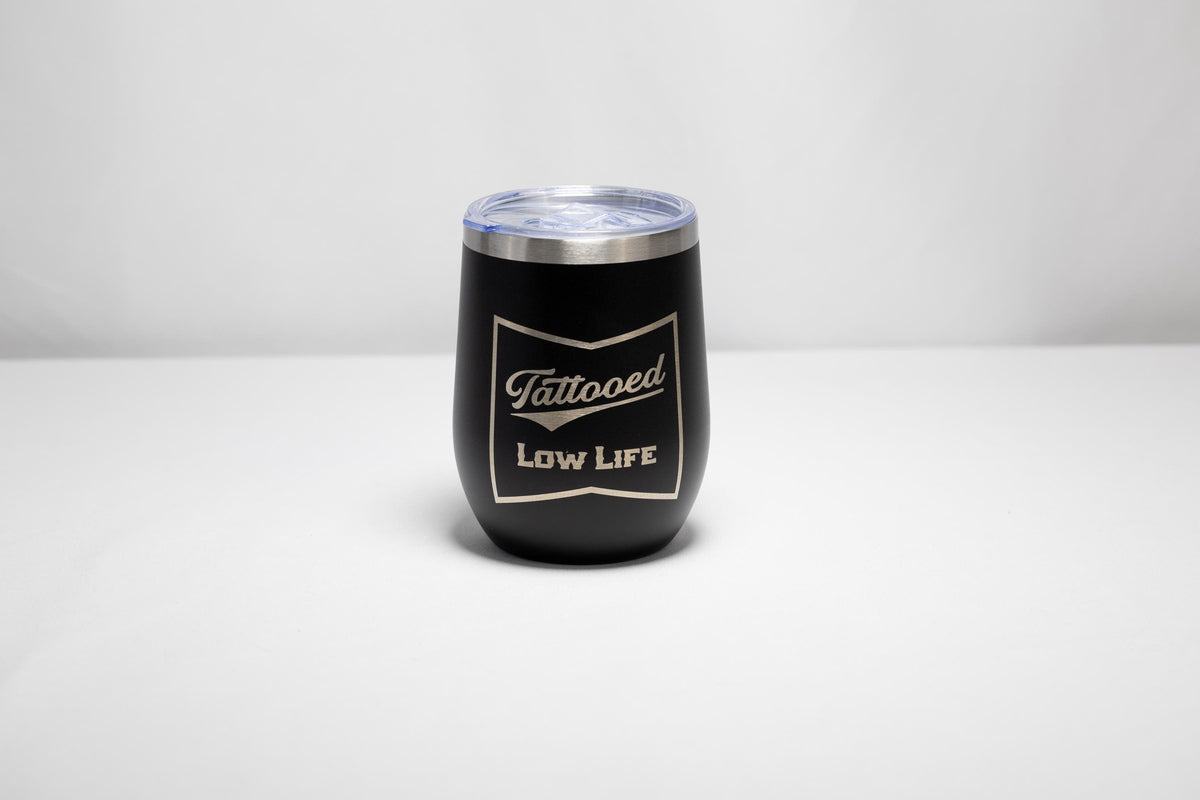 Tattoo Wine Tumbler – 12 oz Stainless Steel Double Wall Insulated Cup