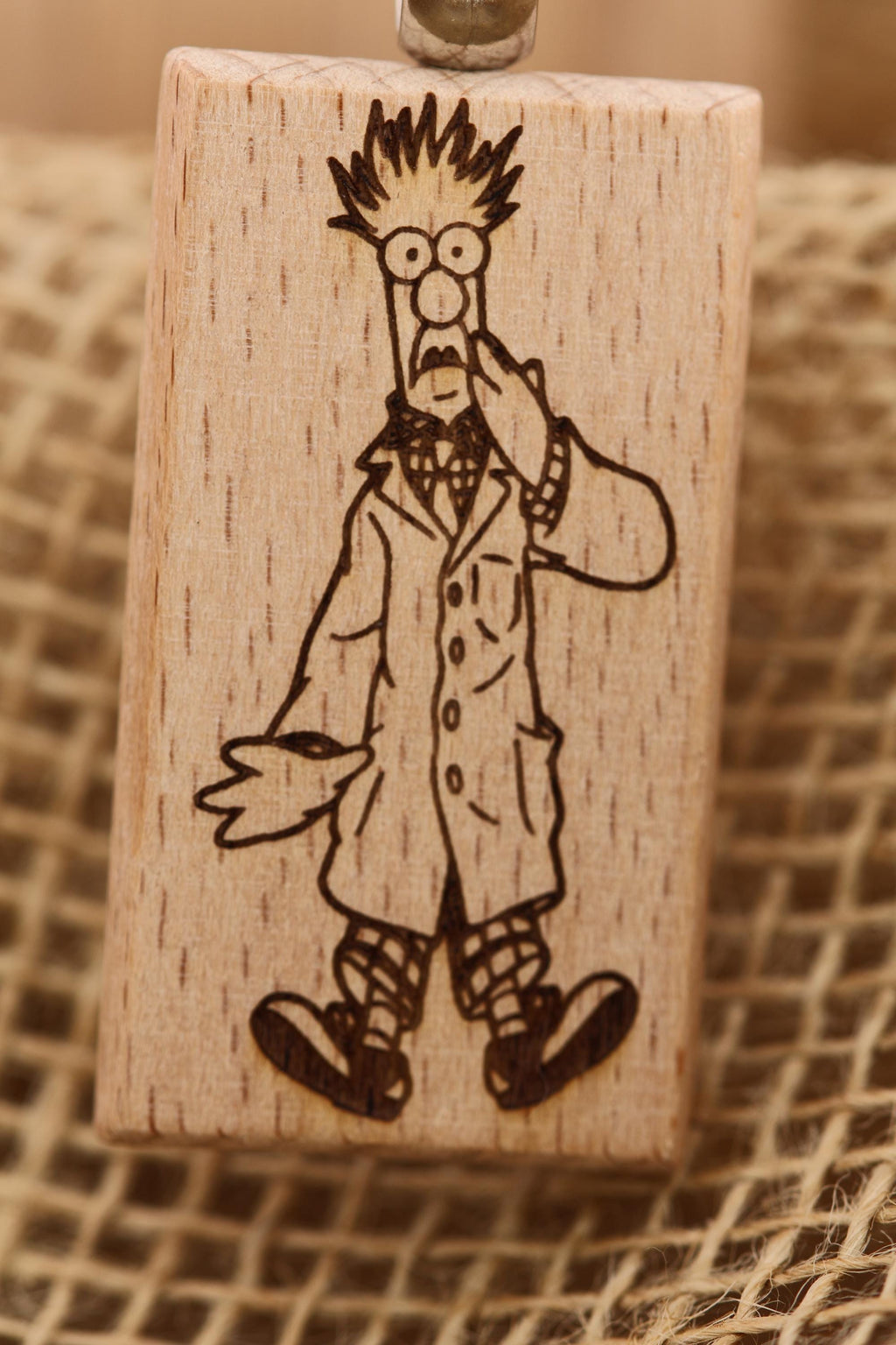 Beaker Keychain – Double-Sided Laser Engraved Hardwood Charm with Stainless Steel Keyring