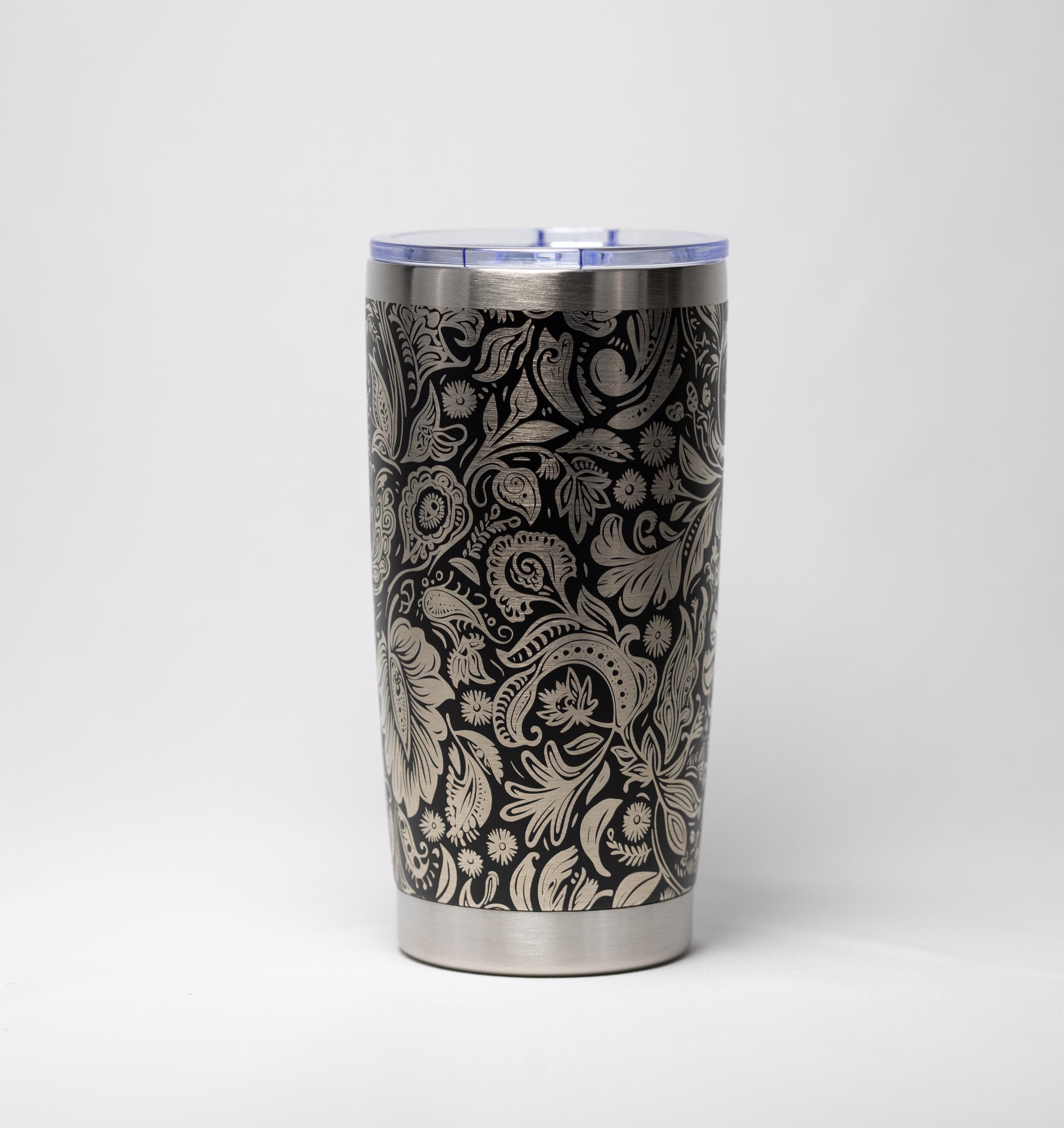 Paisley Wrap Tumbler | Insulated Stainless Steel 20 oz | Custom Color, Laser Engraved Wrap