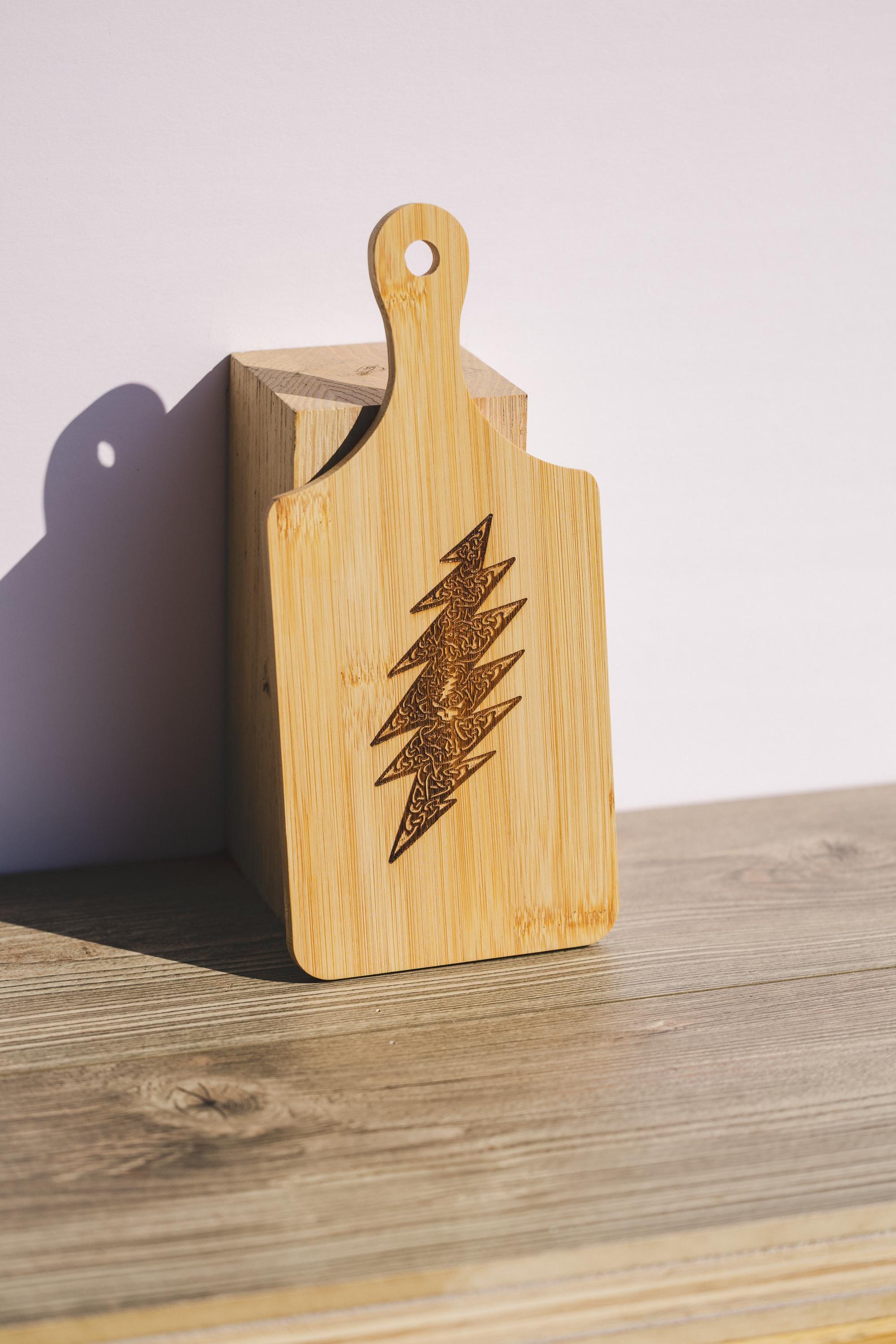 Grateful Dead Cutting Board - Compact Bamboo With Laser Engraved Celtic Bolt Design