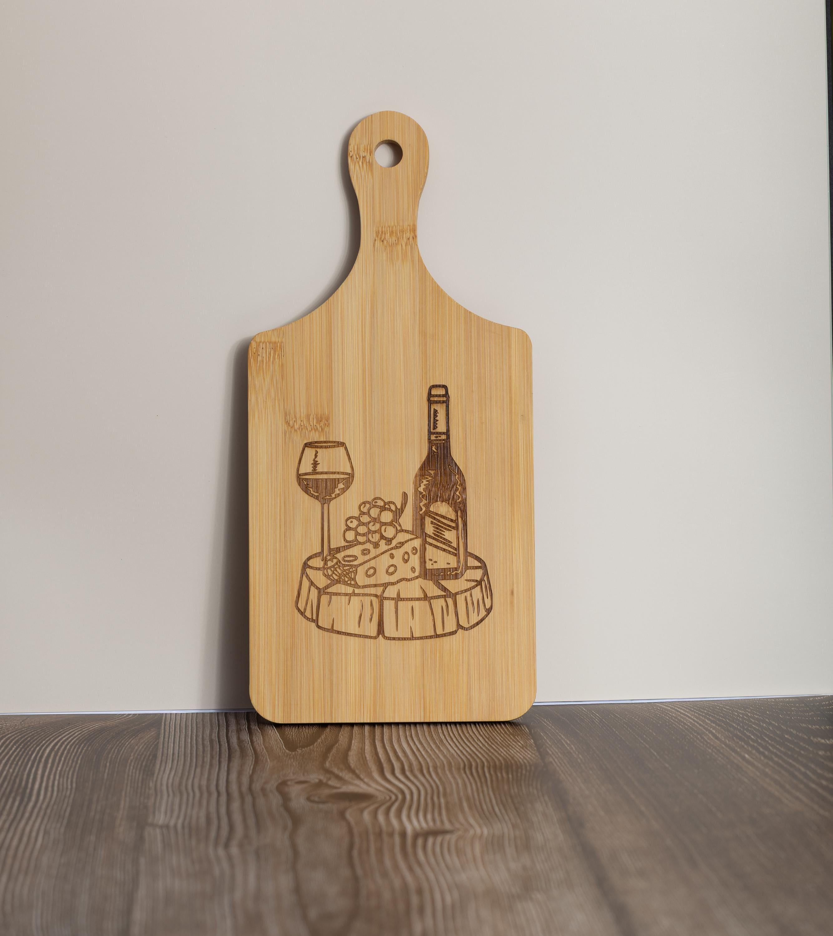 Bamboo Charcuterie Board – Laser Engraved Wine And Cheese Serving Tray