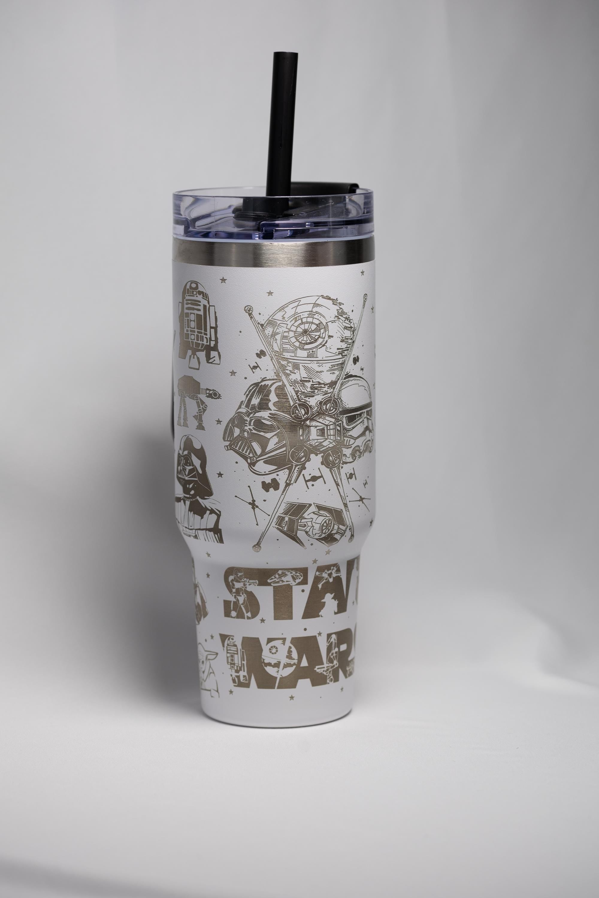 Star Wars Tumbler - Large 40oz Powder Coated Cup With Laser Engraved Full Wrap Design