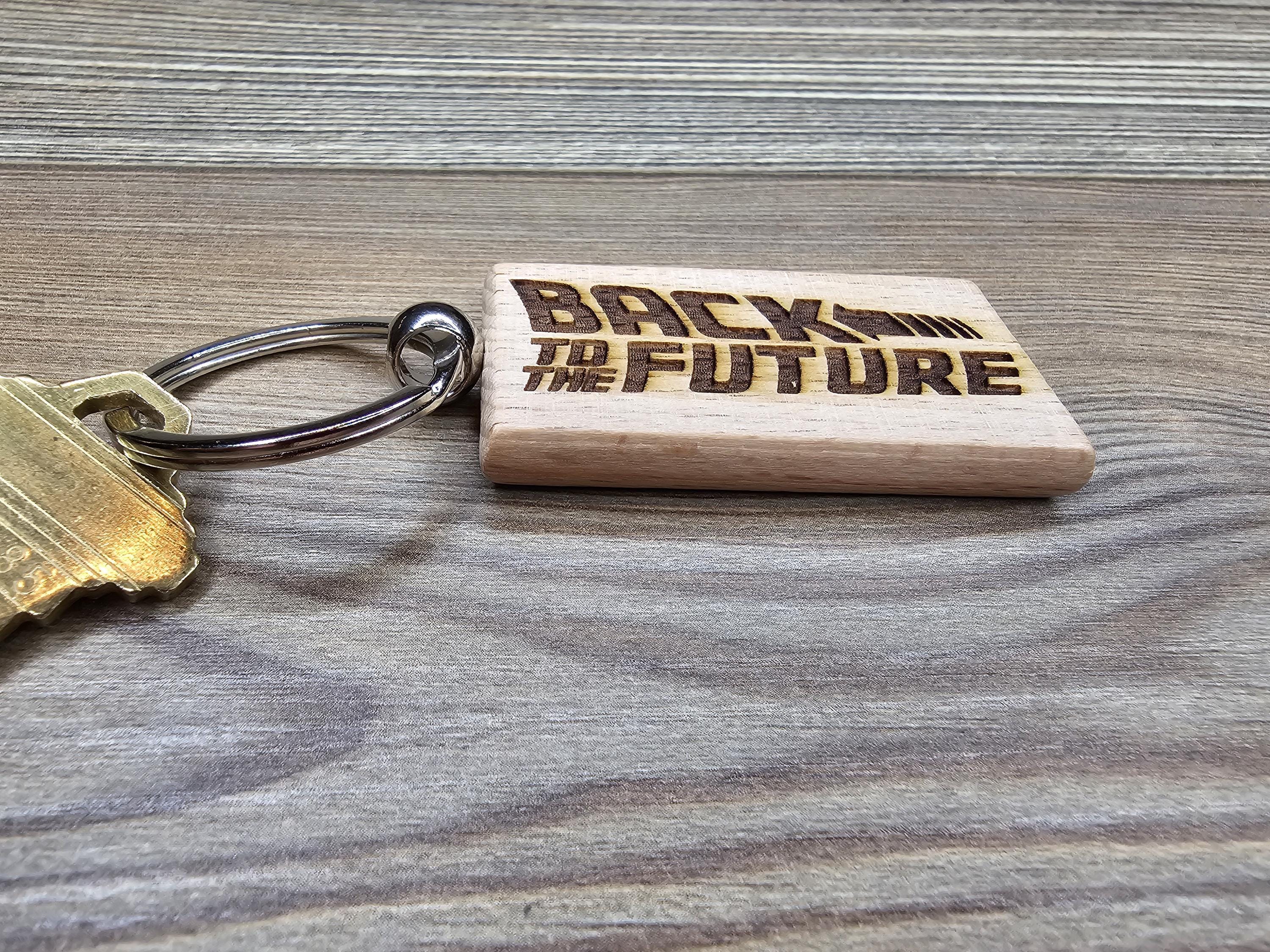 Back to the Future Keychain – Hardwood, Double Sided Laser Engraved Movie Memorabilia