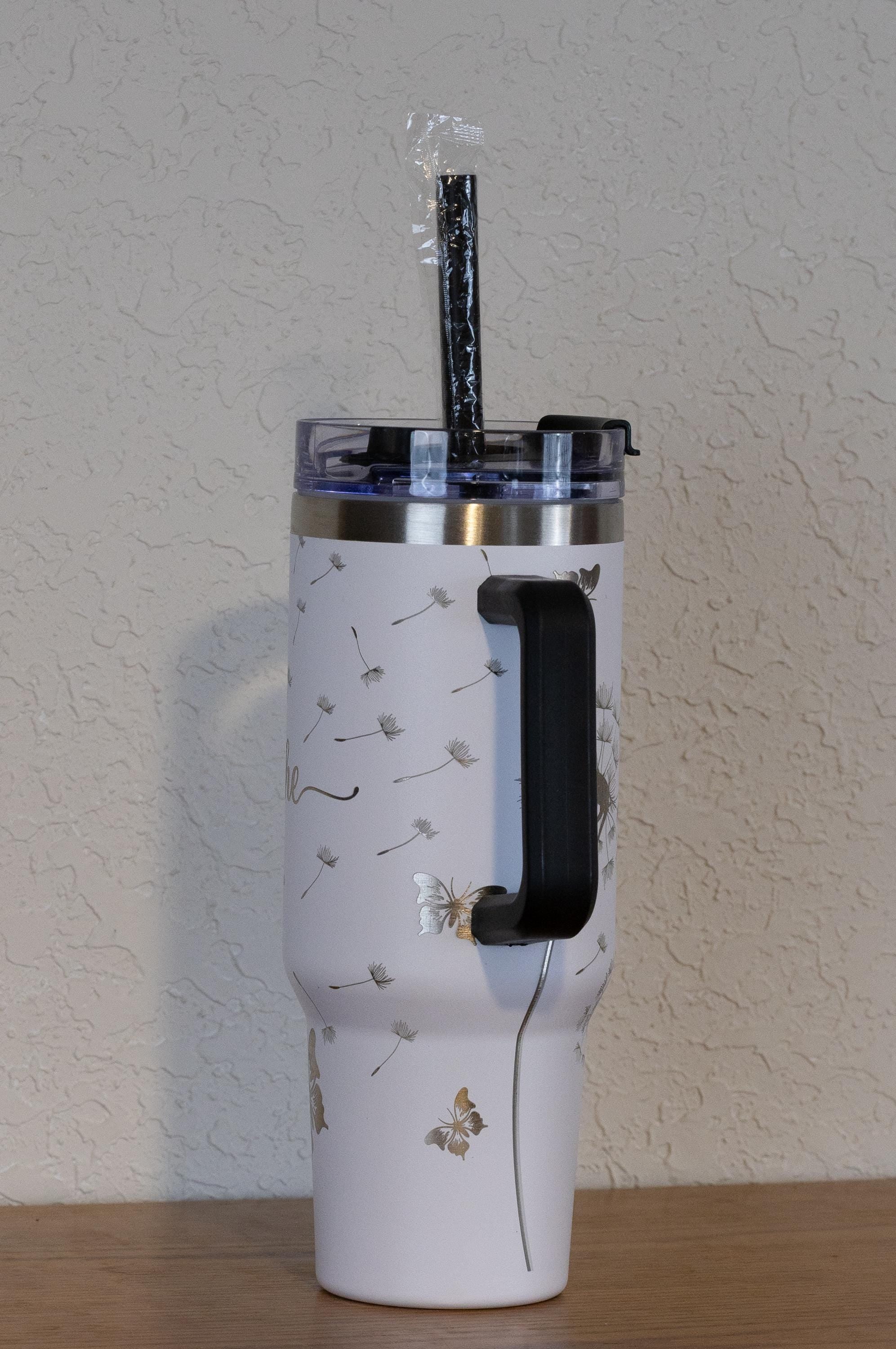 40oz Stainless Steel Tumbler – Large Vacuum Insulated Mug With Straw & Handle Grip