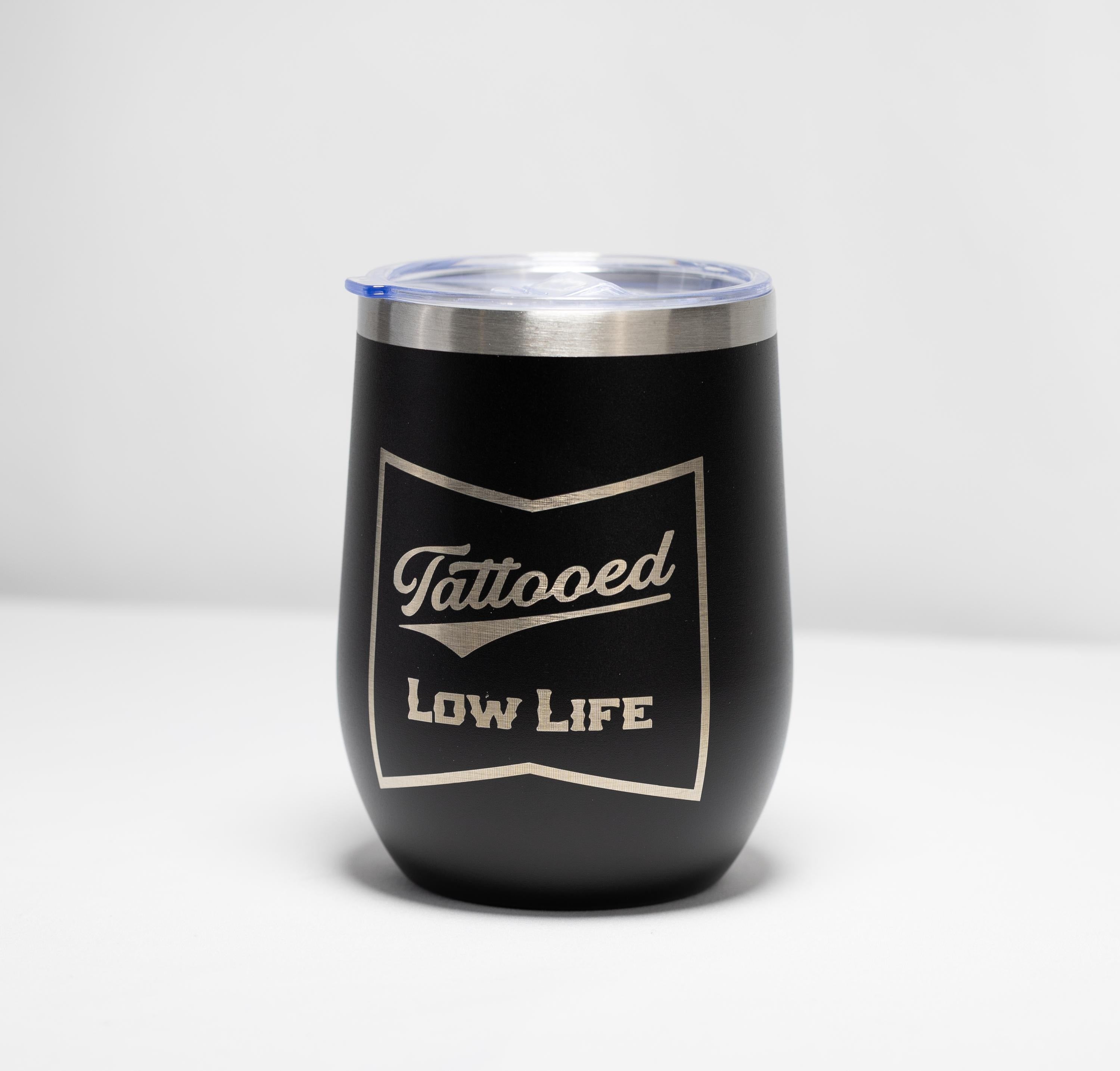 Tattoo Wine Tumbler – 12 oz Stainless Steel Double Wall Insulated Cup
