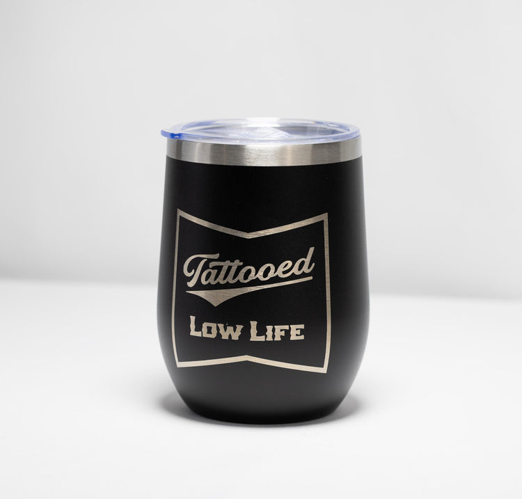 Tattoo Wine Tumbler – 12 oz Stainless Steel Double Wall Insulated Cup