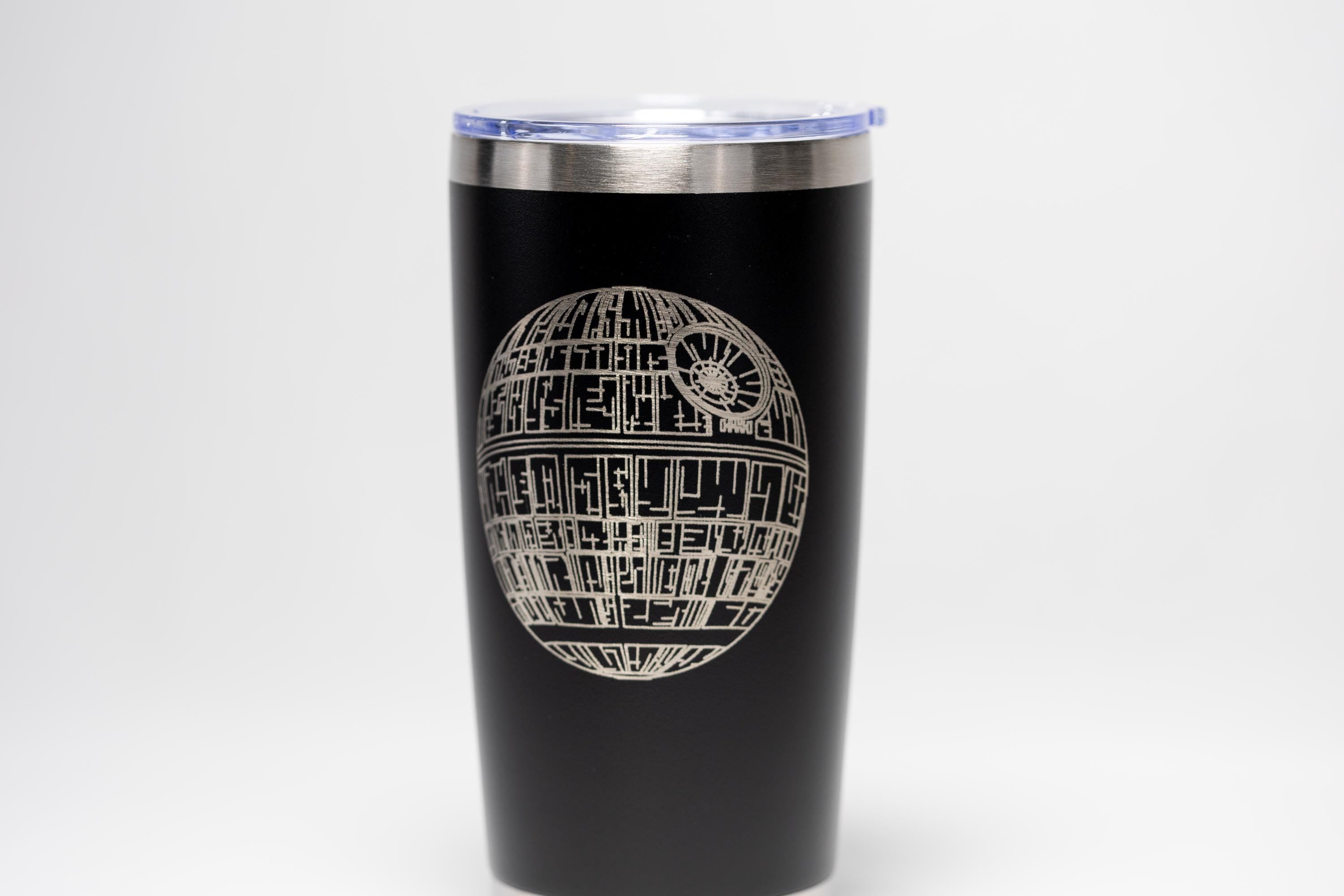 Space Battle Station Tumbler | Laser Engraved Stainless Steel Cup - Double Wall Vacuum