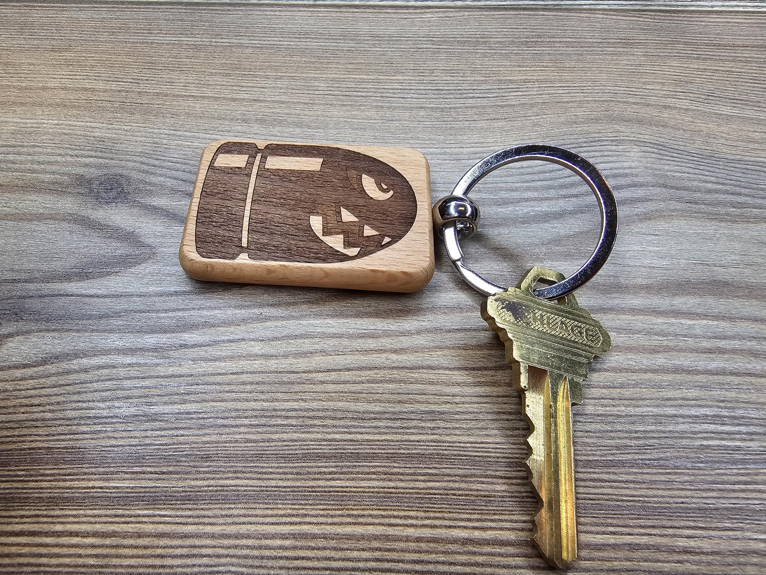 Bullet Bill Keychain – Nintendo Hardwood Double-Sided Engraving | Durable Gamer Gift