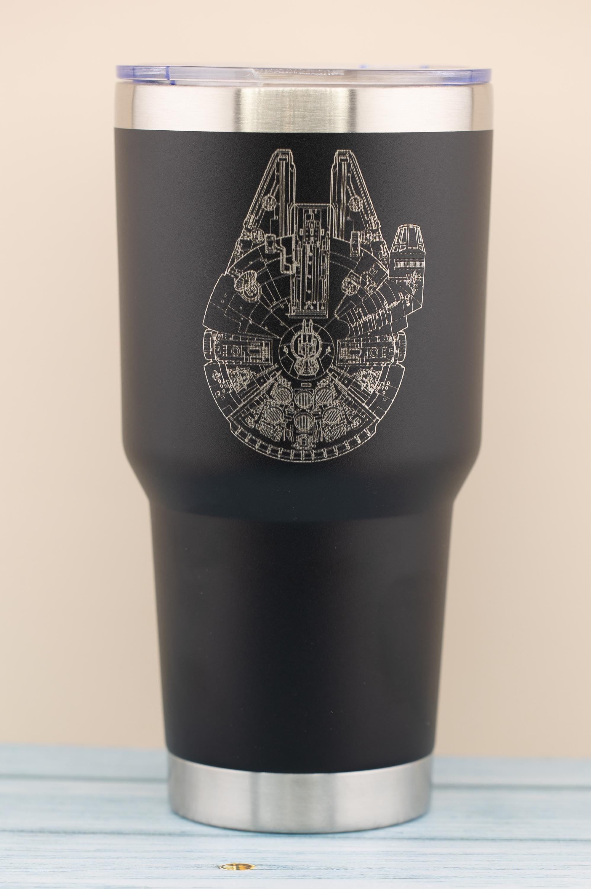Millennium Falcon Travel Cup – Insulated Stainless Steel Tumbler, Laser Engraved Design