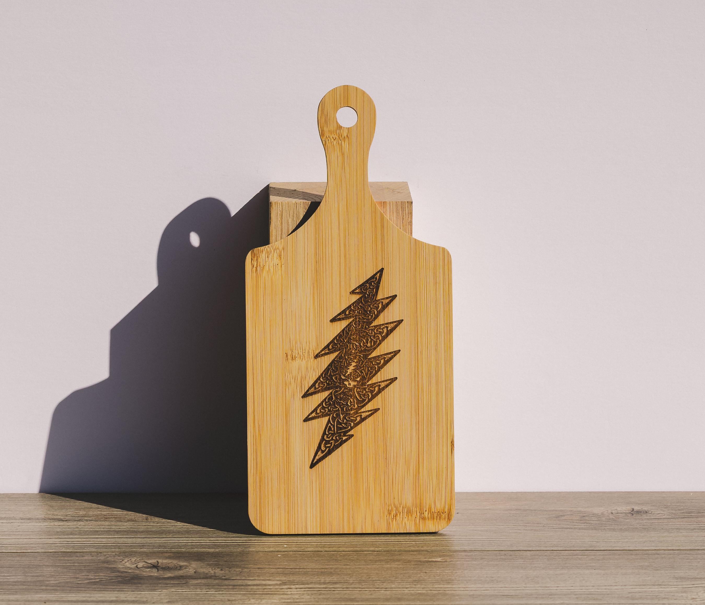 Grateful Dead Cutting Board - Compact Bamboo With Laser Engraved Celtic Bolt Design