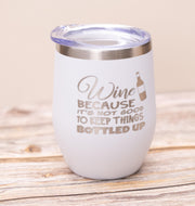 Stainless Steel Wine Tumbler – Vacuum Insulated Cup With Spill Resistant Lid