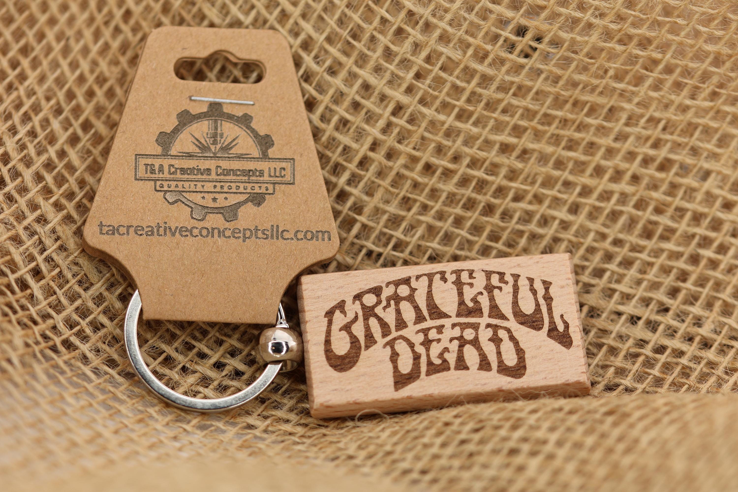 Grateful Dead Keychain – Laser Engraved Hardwood With Durable Steel Ring