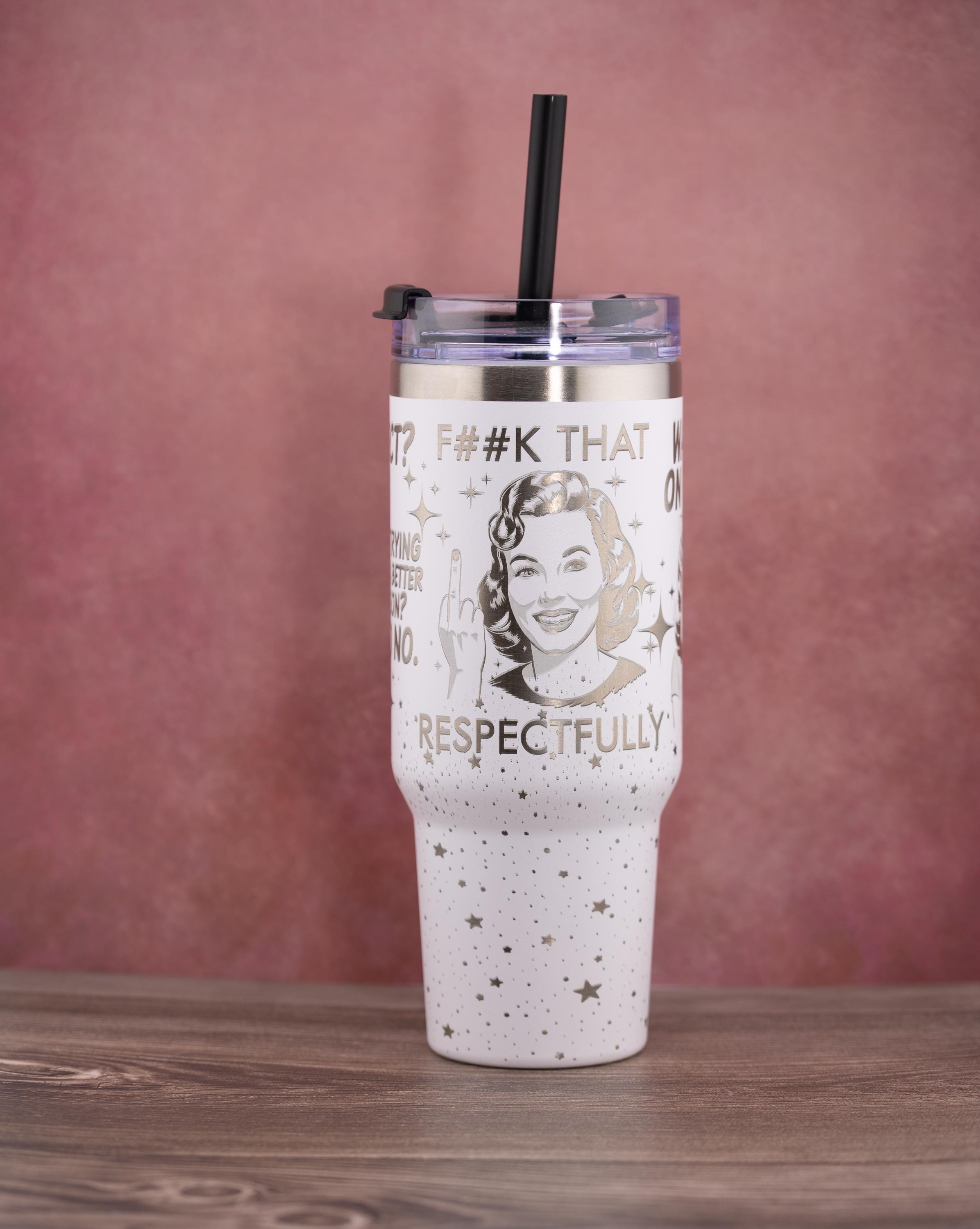 Stainless Steel Tumbler - 40oz Travel Mug With Handle & Straw Lid | Insulated Double Wall Cup