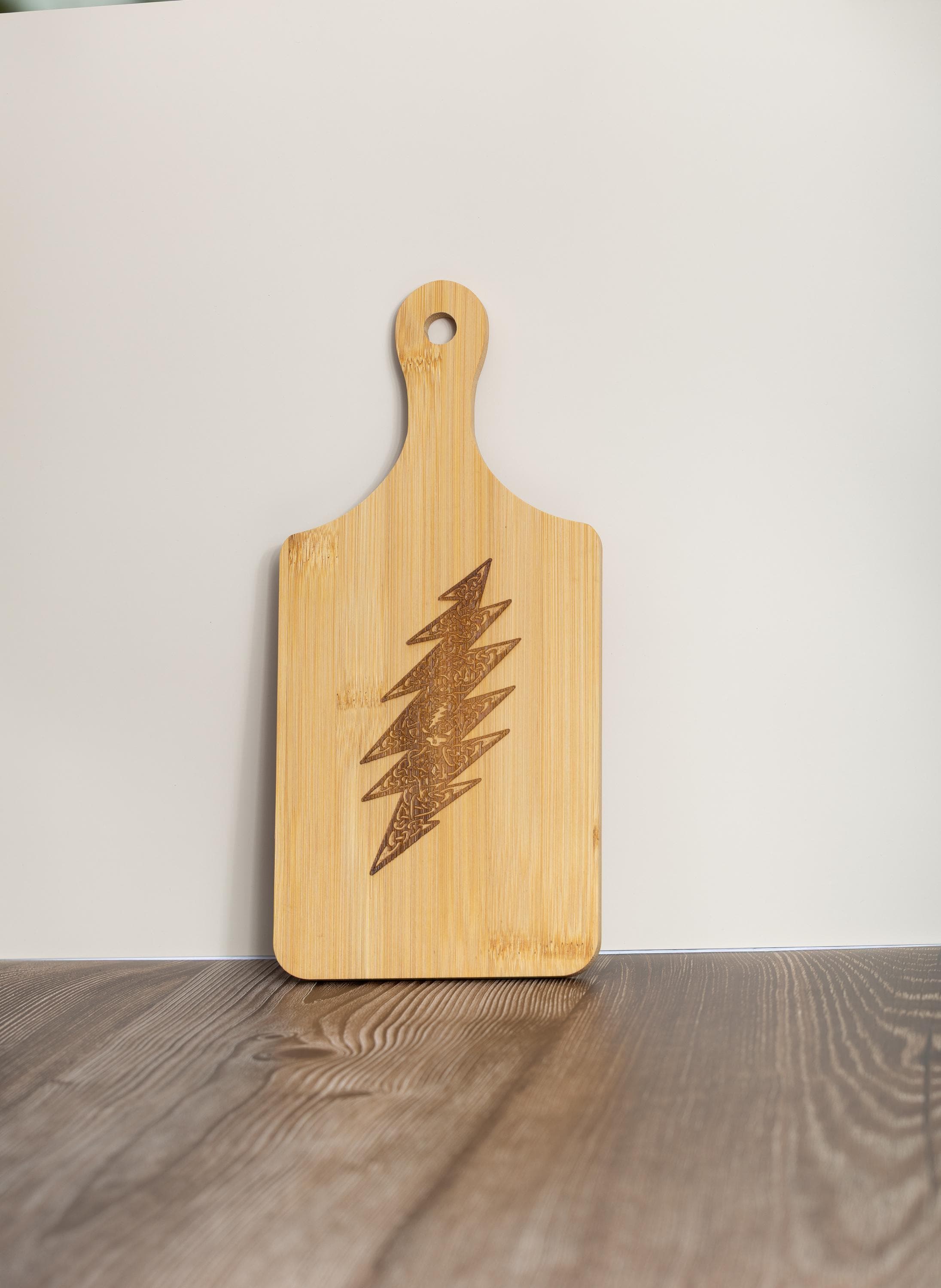 Grateful Dead Cutting Board - Compact Bamboo With Laser Engraved Celtic Bolt Design