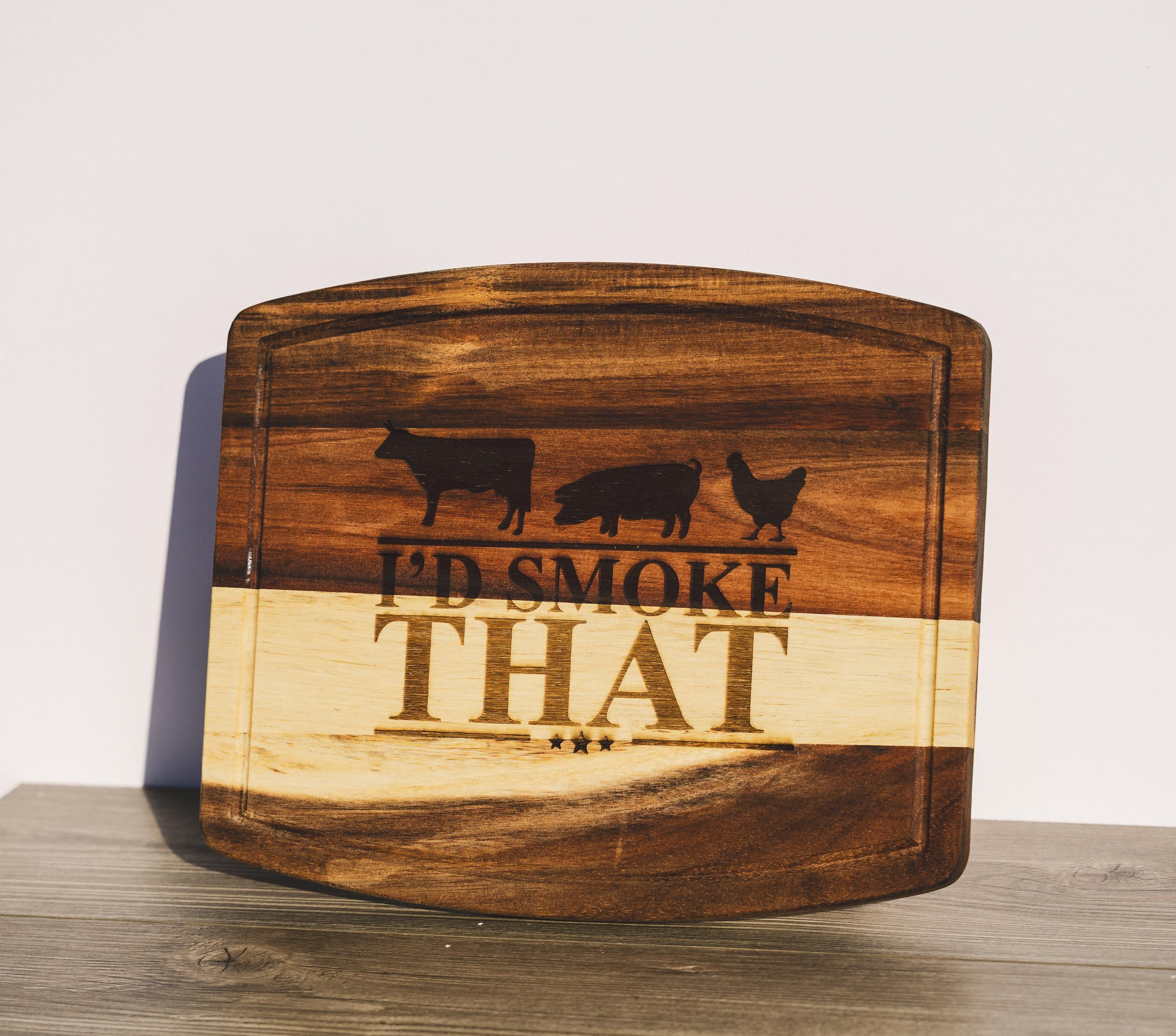 Funny BBQ Cutting Board – Acacia Wood 10x12 | Laser Engraved Grill Prep Gift