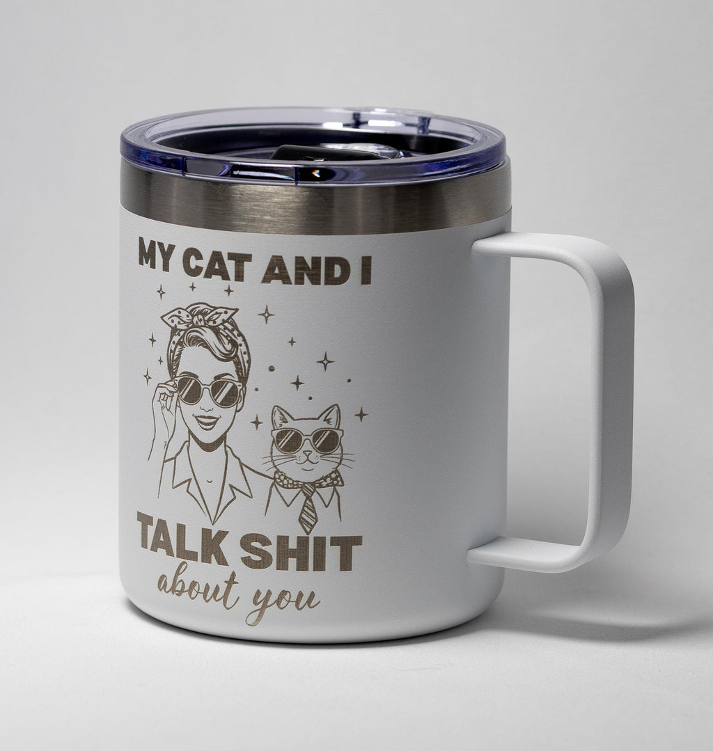 Sarcastic Cat Mug – Funny Stainless Steel Yeti Style Tumbler, 14oz Double Sided Engraving