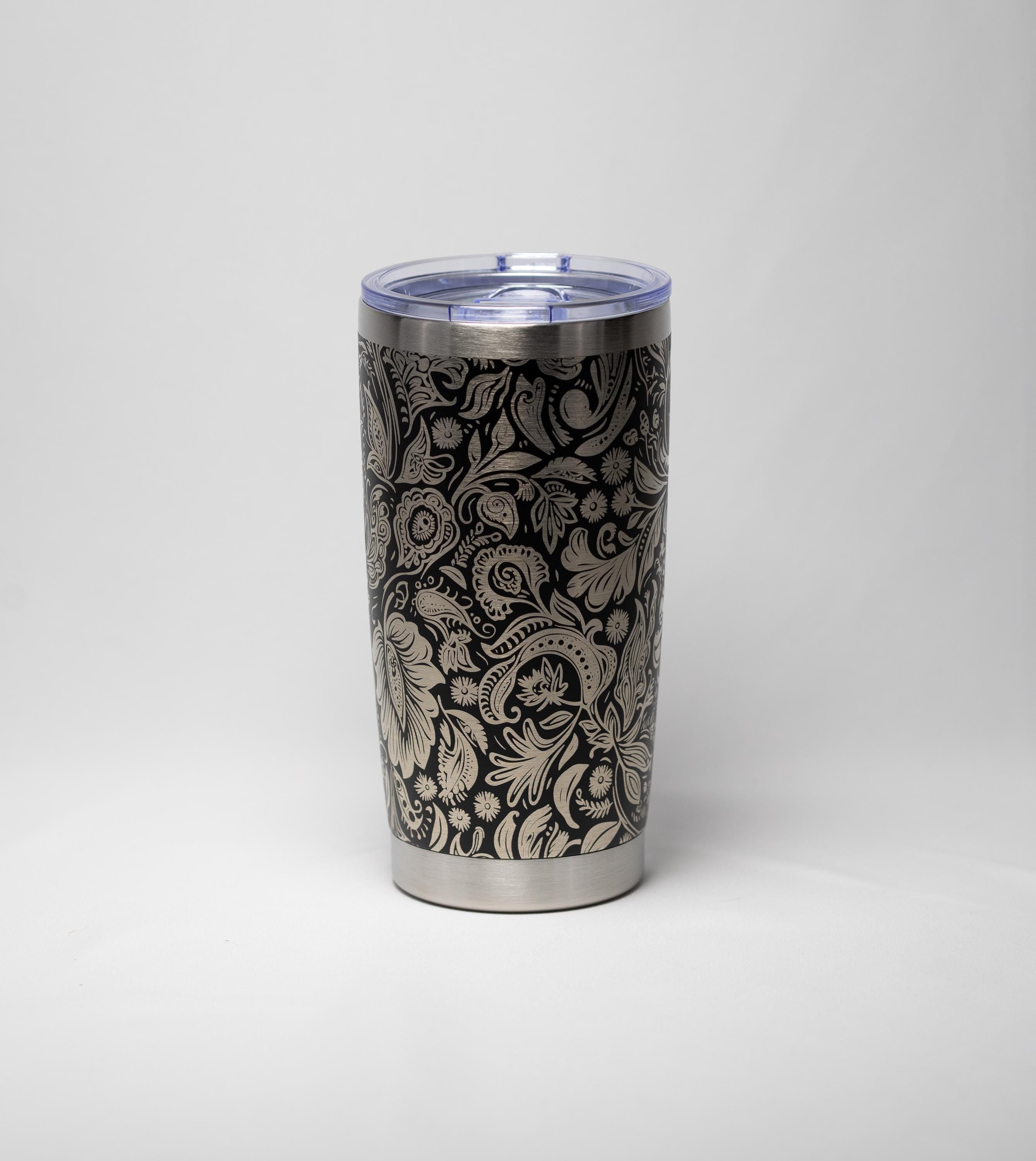 Paisley Wrap Tumbler | Insulated Stainless Steel 20 oz | Custom Color, Laser Engraved Wrap