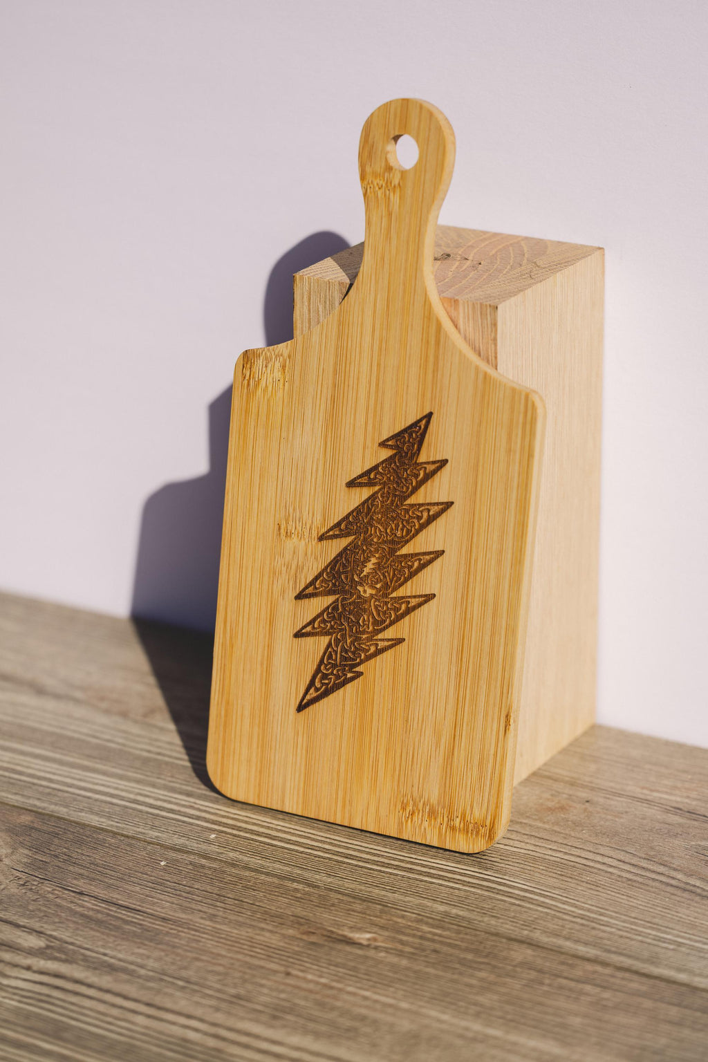 Grateful Dead Cutting Board - Compact Bamboo With Laser Engraved Celtic Bolt Design