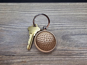 Hardwood Golf Ball Keychain – Laser Engraved Design with Stainless Steel Ring