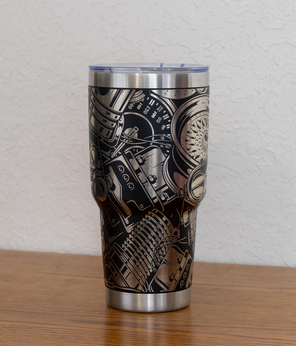 Car Lover Tumbler – 30oz Stainless Steel Insulated Cup With Laser Engraved Engine Design