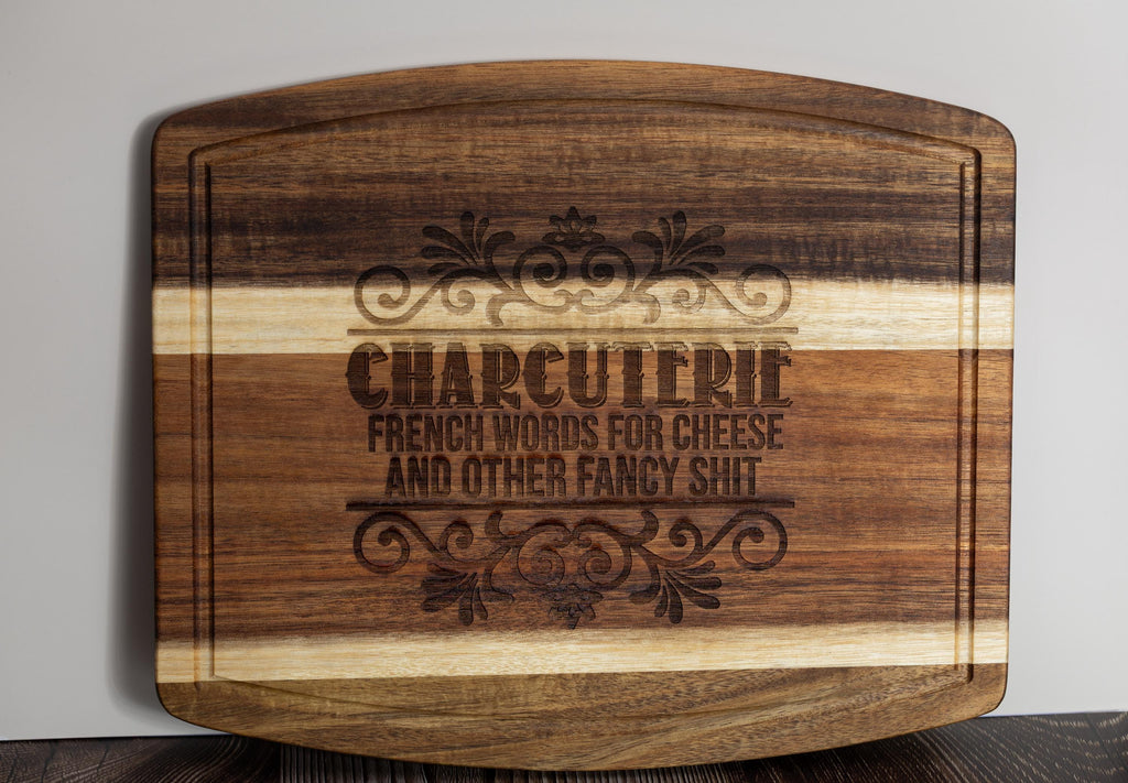 Acacia Wood Charcuterie - Handmade Engraved Snack Board 10x12 Inches