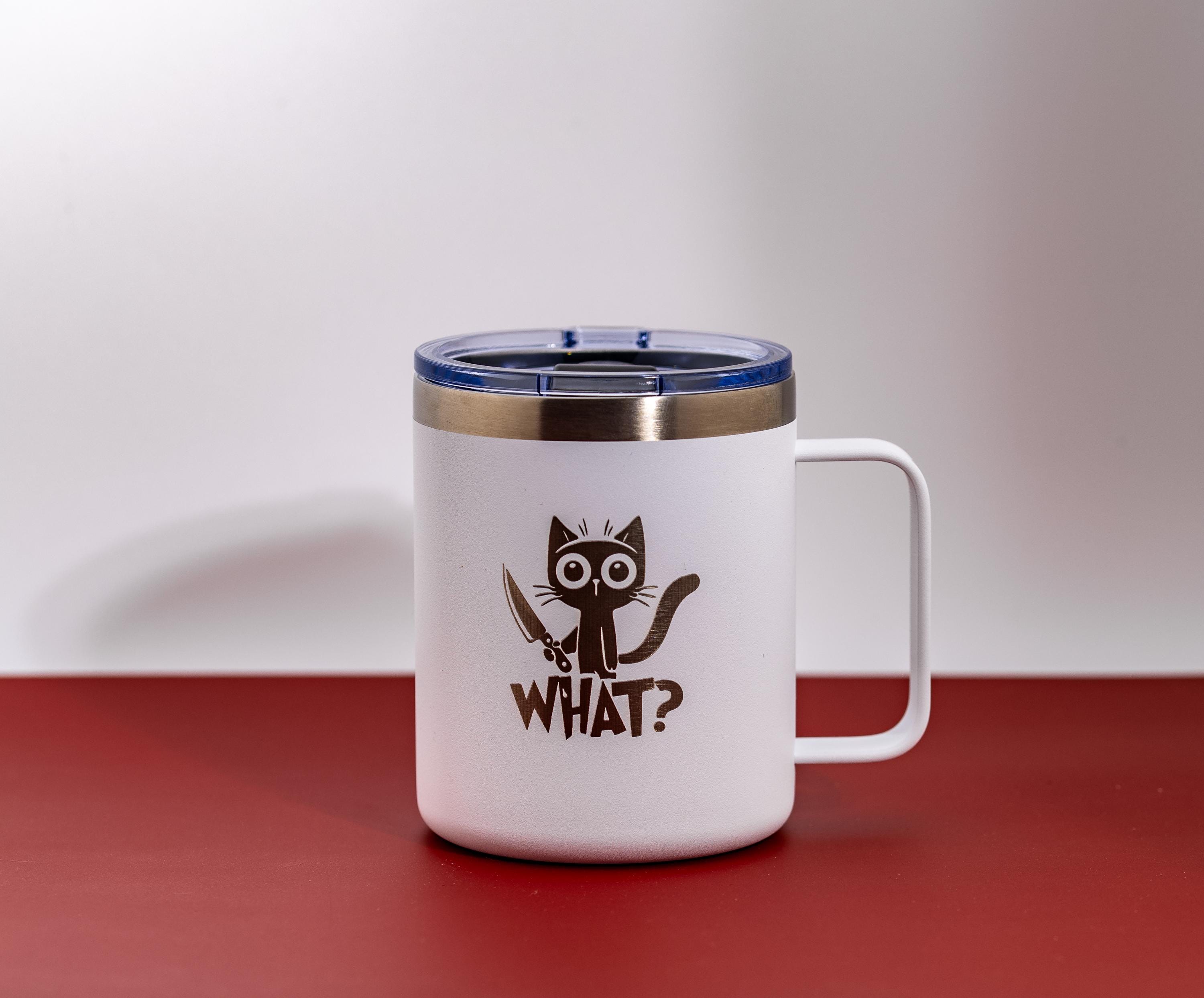 Insulated Cat Mug – Stainless Steel, Laser Engraved 14oz Double Wall Travel Cup
