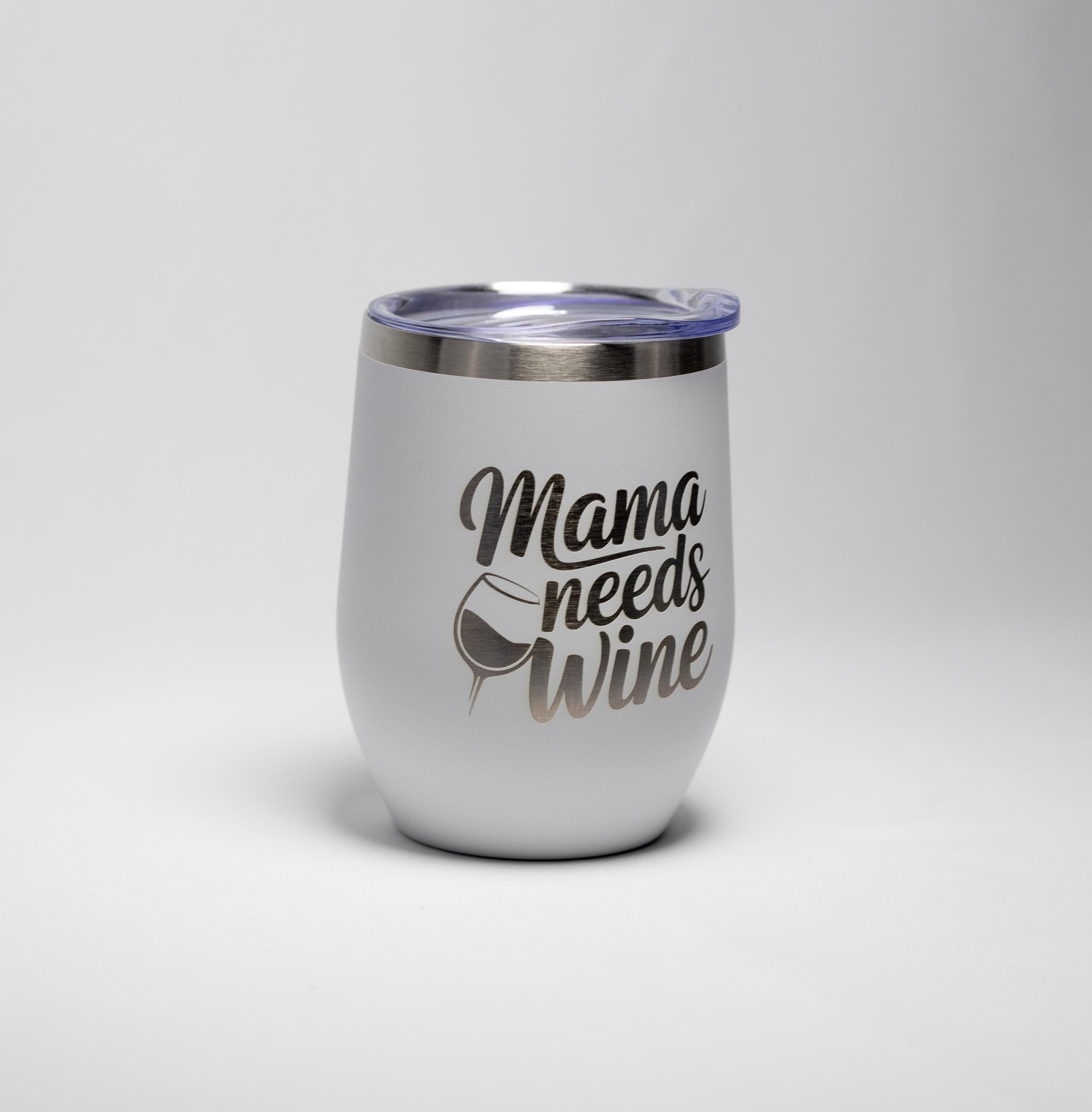 Momma Needs Wine Tumbler – 12 oz Insulated Stainless Steel Cup, Keeps Drinks Cold