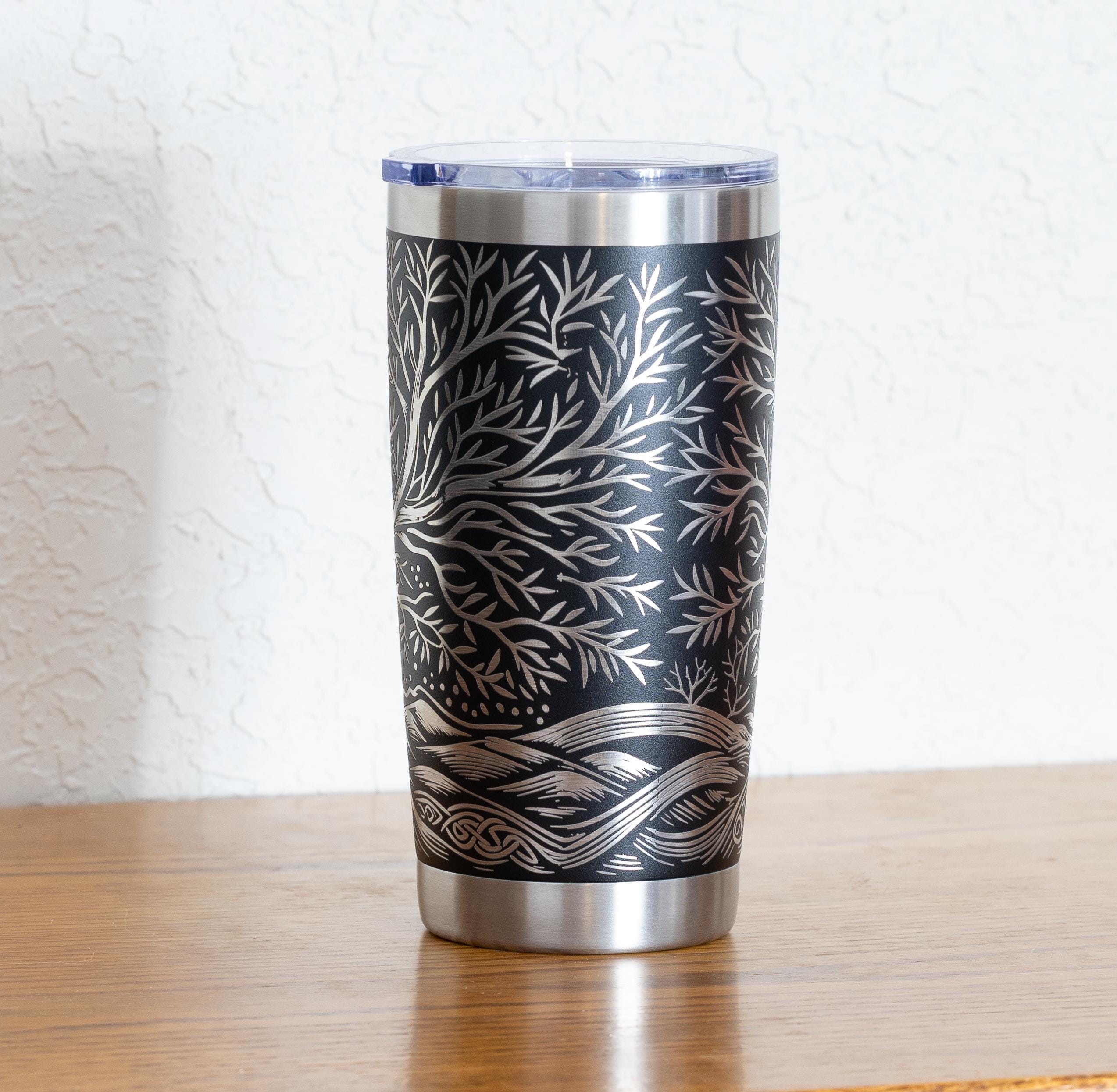 Celtic Tree Tumbler – 20oz Stainless Steel Cup | Vacuum Insulated Mug, Laser Engraved Design