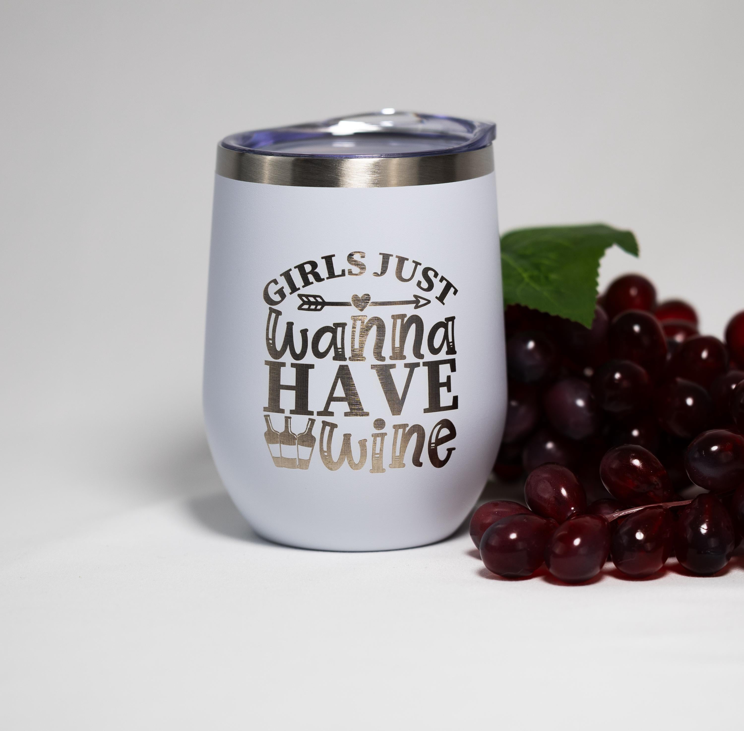 Wine Tumbler - 12 oz Stainless Steel Cup | Laser Engraved Girls Night Tumbler