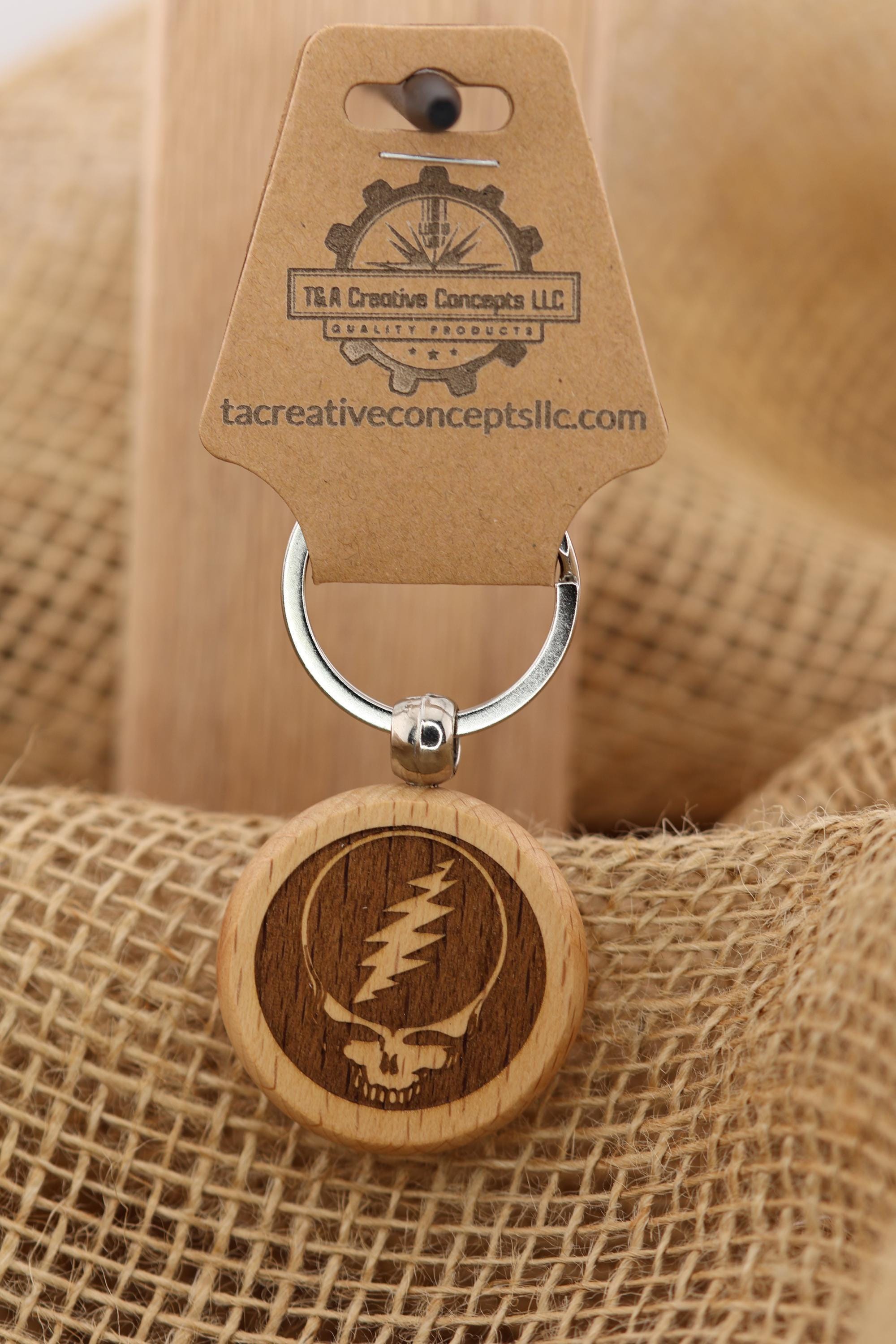 Grateful Dead Keychain – Steal Your Face Laser Engraved Hardwood Accessory