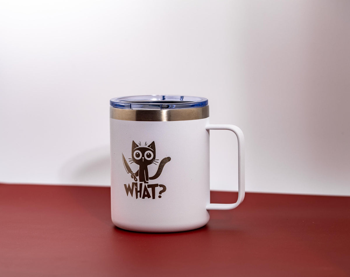 Insulated Cat Mug – Stainless Steel, Laser Engraved 14oz Double Wall Travel Cup