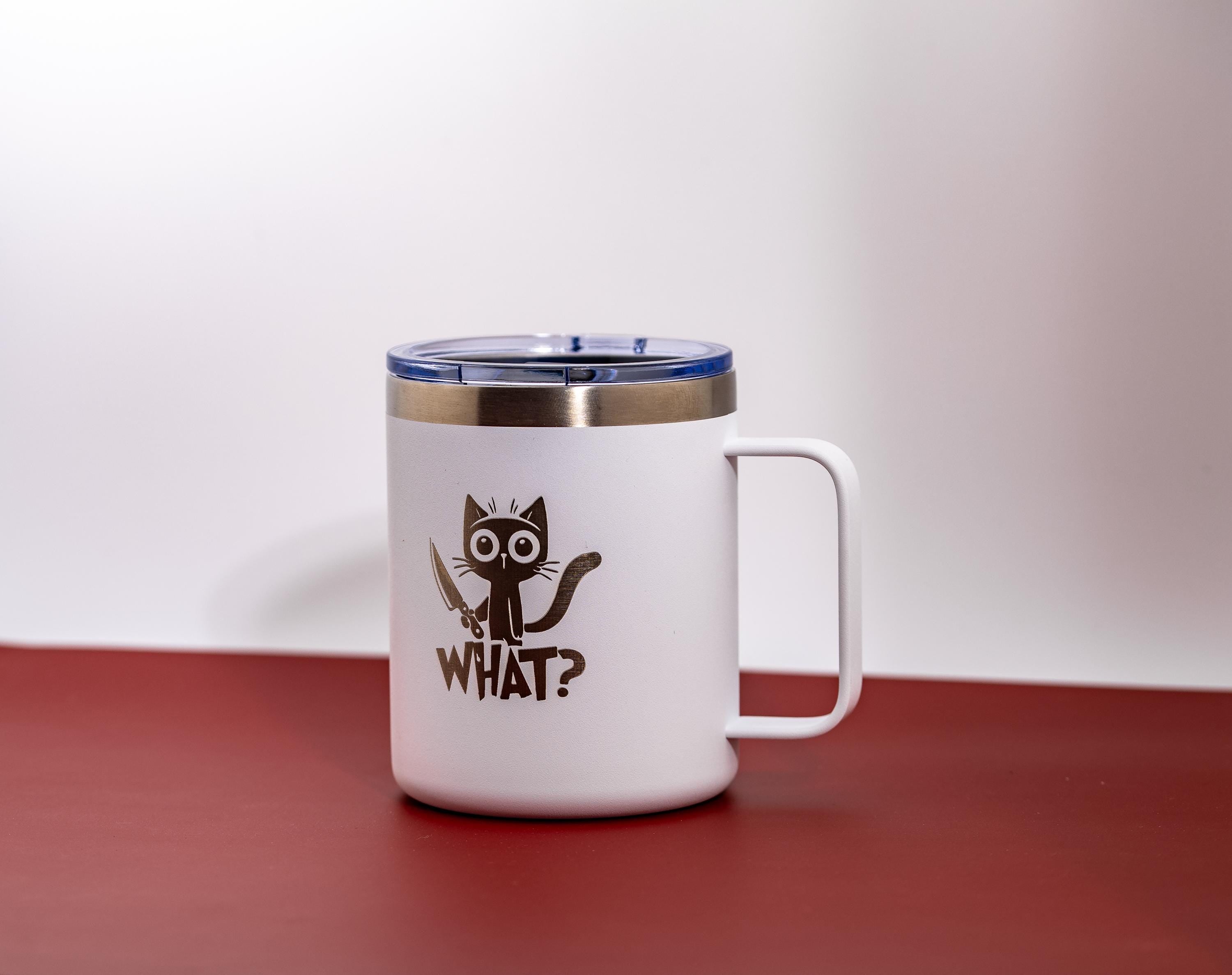 Insulated Cat Mug – Stainless Steel, Laser Engraved 14oz Double Wall Travel Cup
