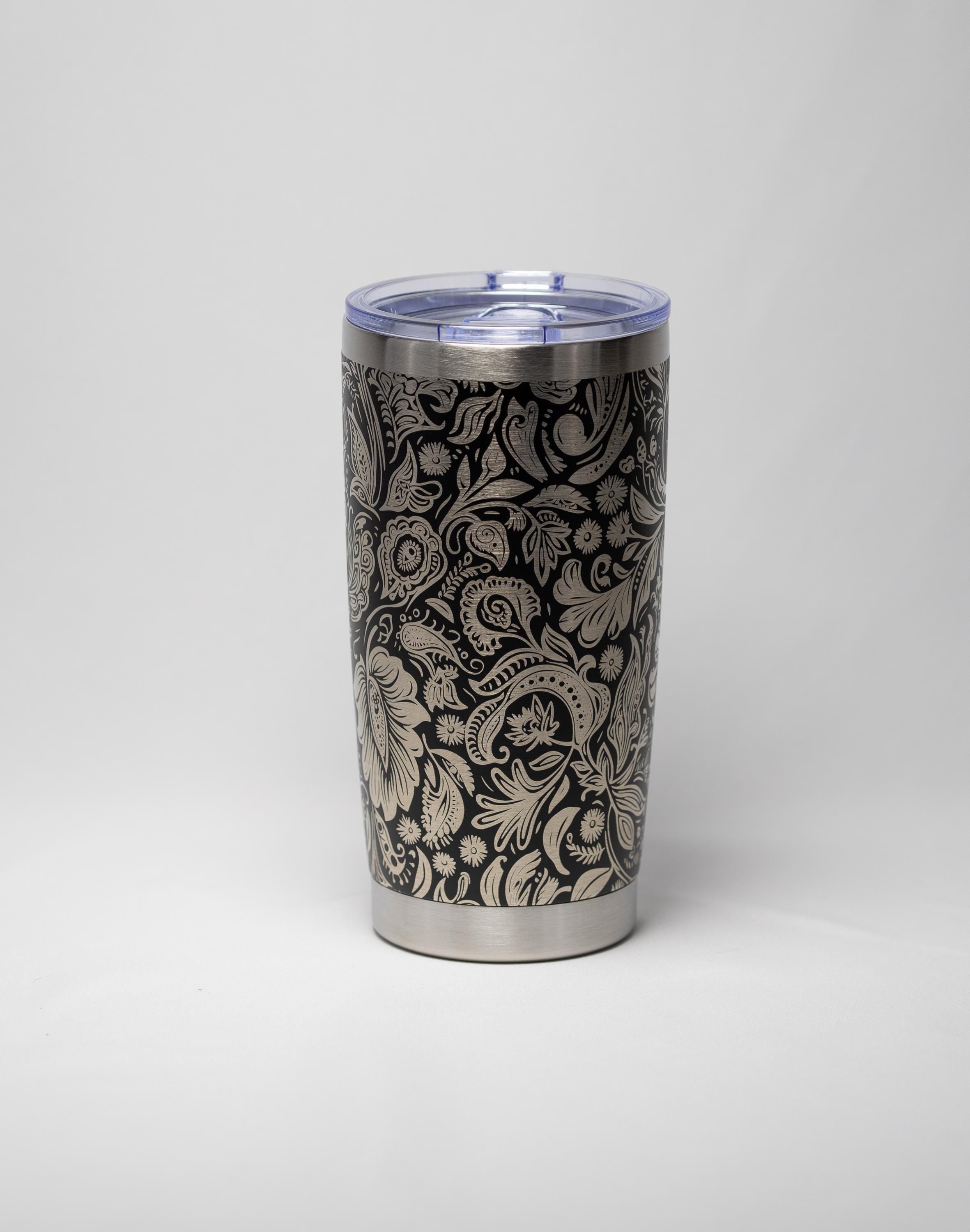 Paisley Wrap Tumbler | Insulated Stainless Steel 20 oz | Custom Color, Laser Engraved Wrap