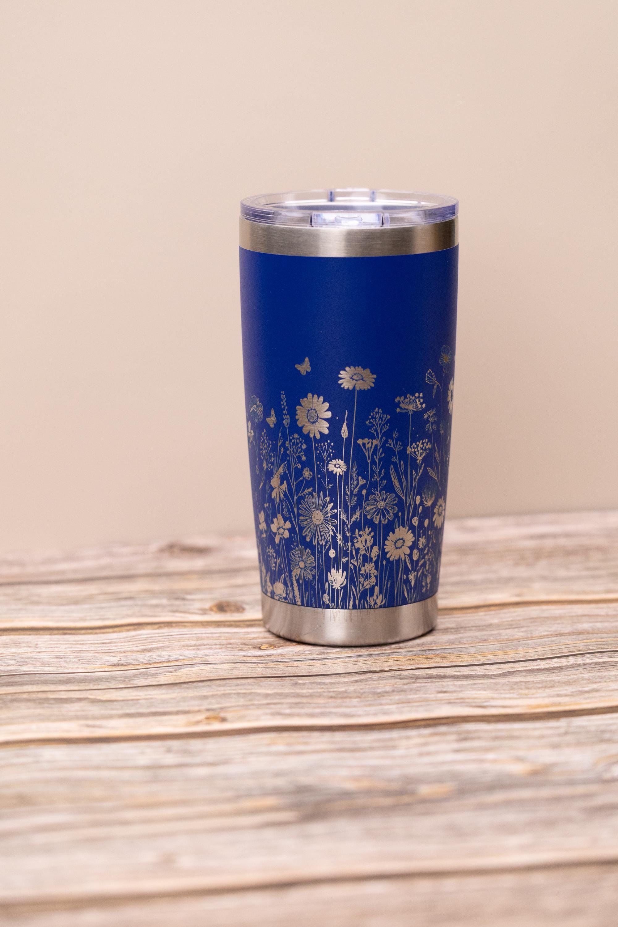 Wildflower Tumbler – 20oz Double Wall Insulated Stainless Steel Cup With Floral Wrap Design