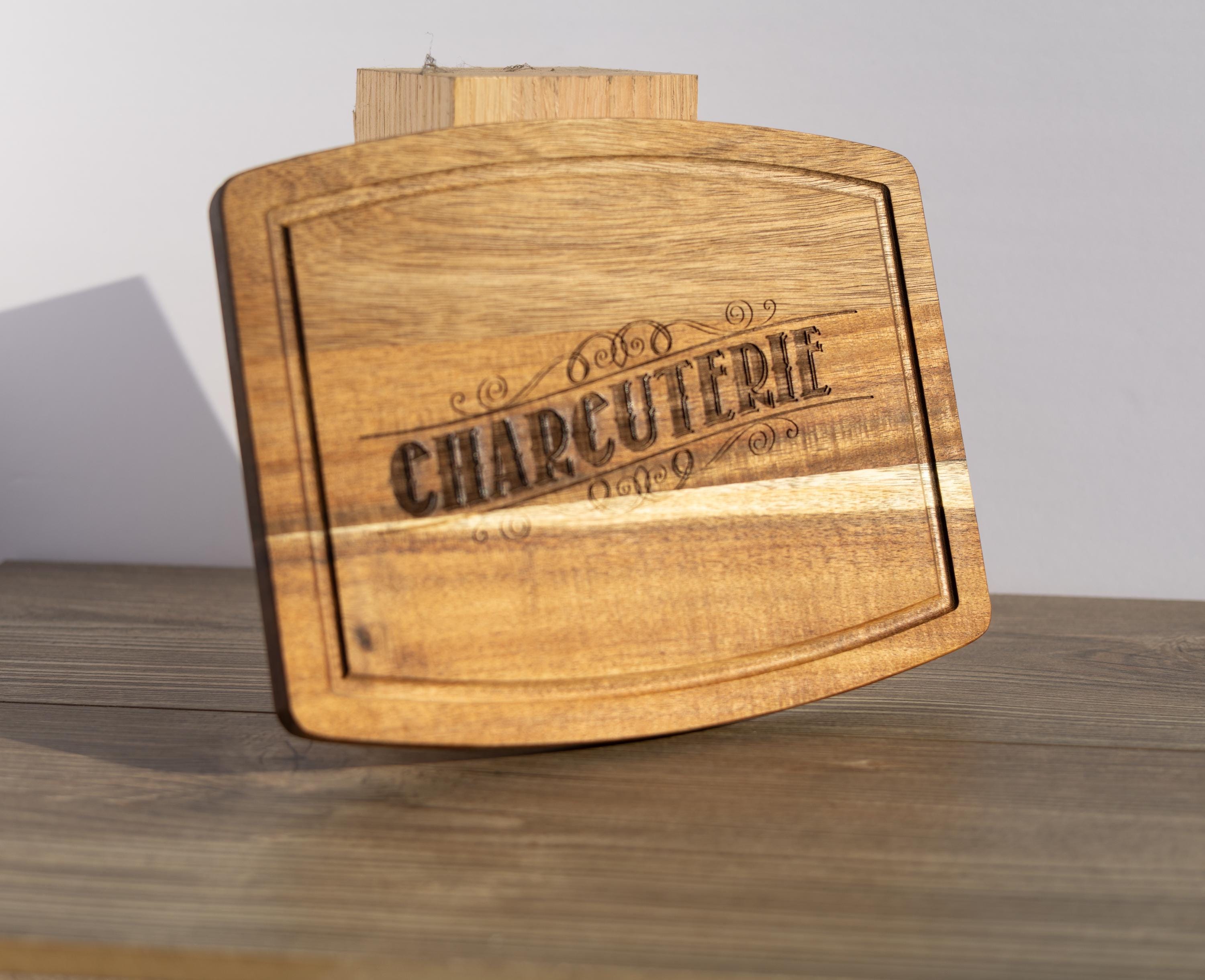 Rustic Acacia Charcuterie Board - Laser Engraved Wooden Serving Tray 8x10