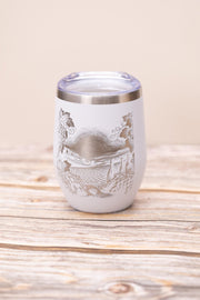 Insulated Wine Tumbler - Stainless Steel 12oz Double Wall Cup With Spill Resistant Lid