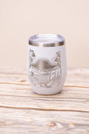 Insulated Wine Tumbler - Stainless Steel 12oz Double Wall Cup With Spill Resistant Lid