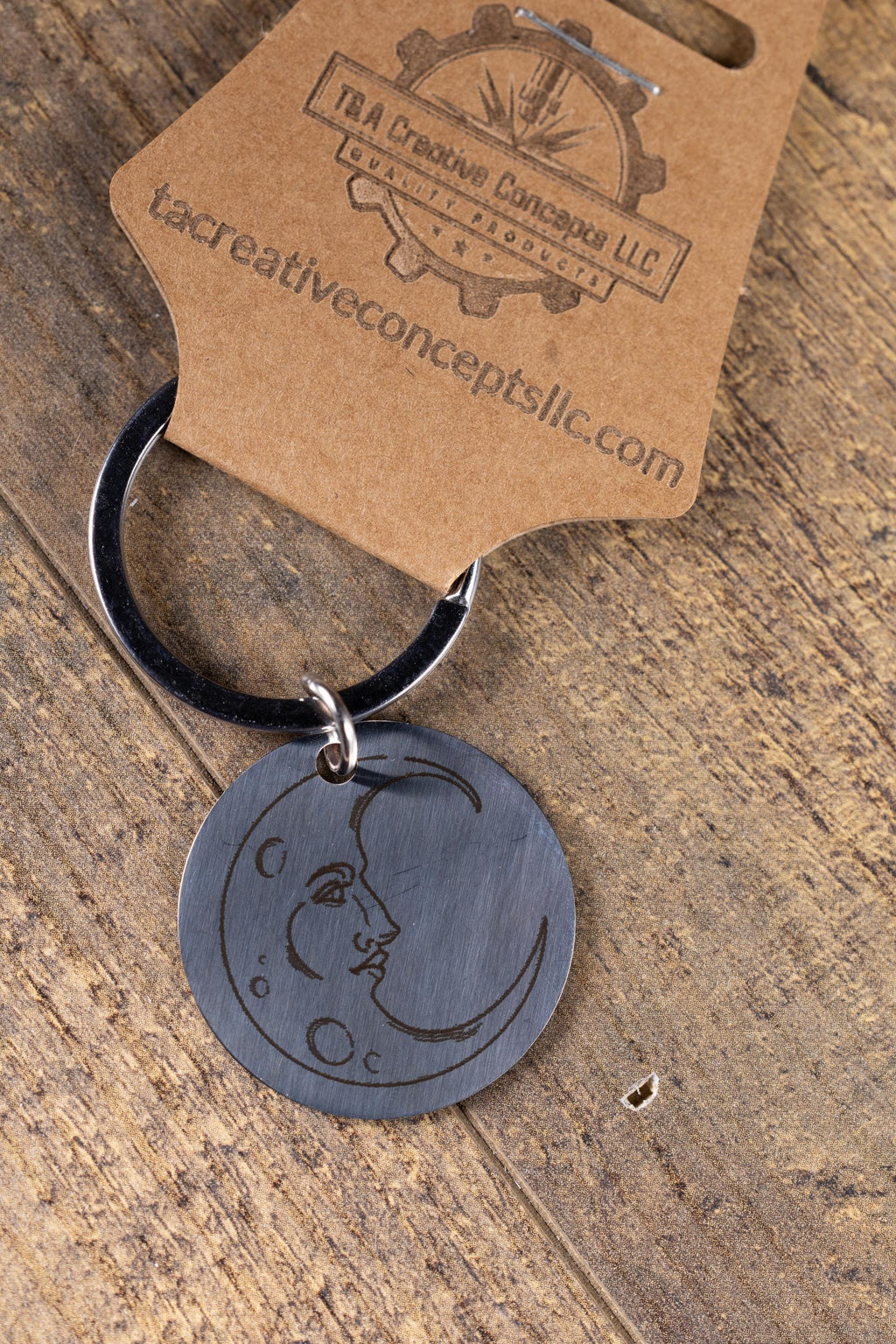 Moon Keychain - Laser Engraved Stainless Steel, Double Sided Moon Phase Accessory