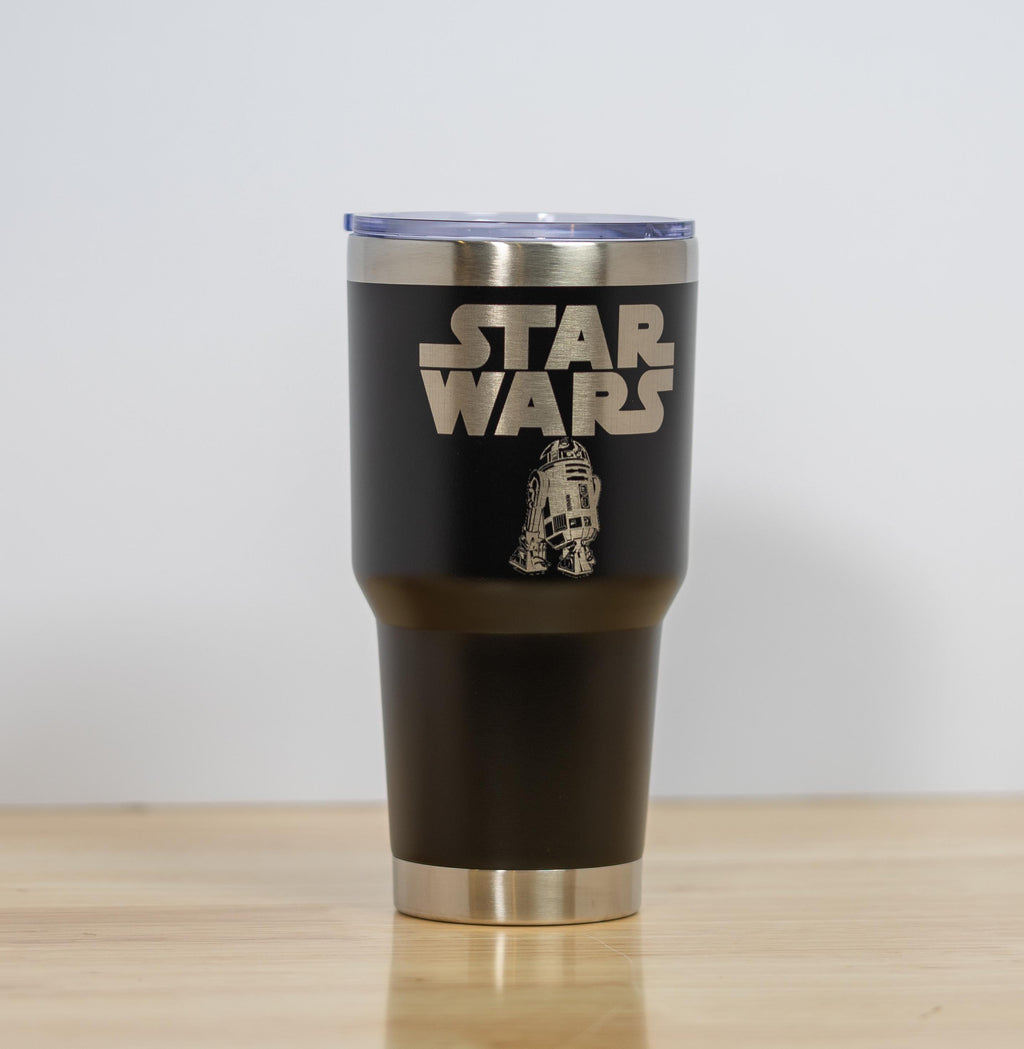 R2-D2 Travel Tumbler - 30oz Insulated Stainless Steel Vacuum Cup With Clear Lid