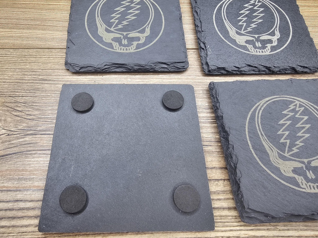 Grateful Dead Coasters - Laser Engraved Slate Set of Four Coasters for Music Fans