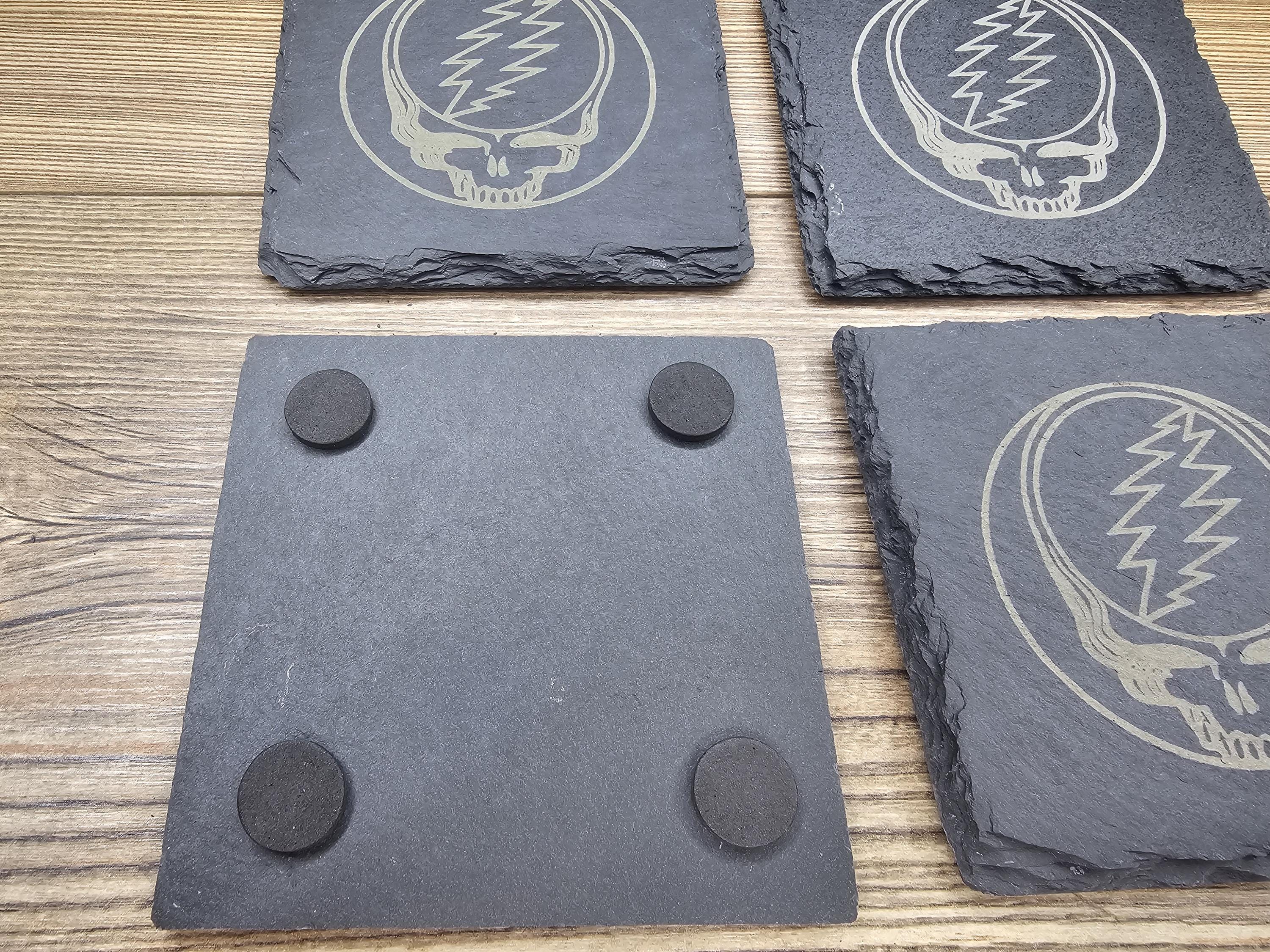 Grateful Dead Coasters - Laser Engraved Slate Set of Four Coasters for Music Fans