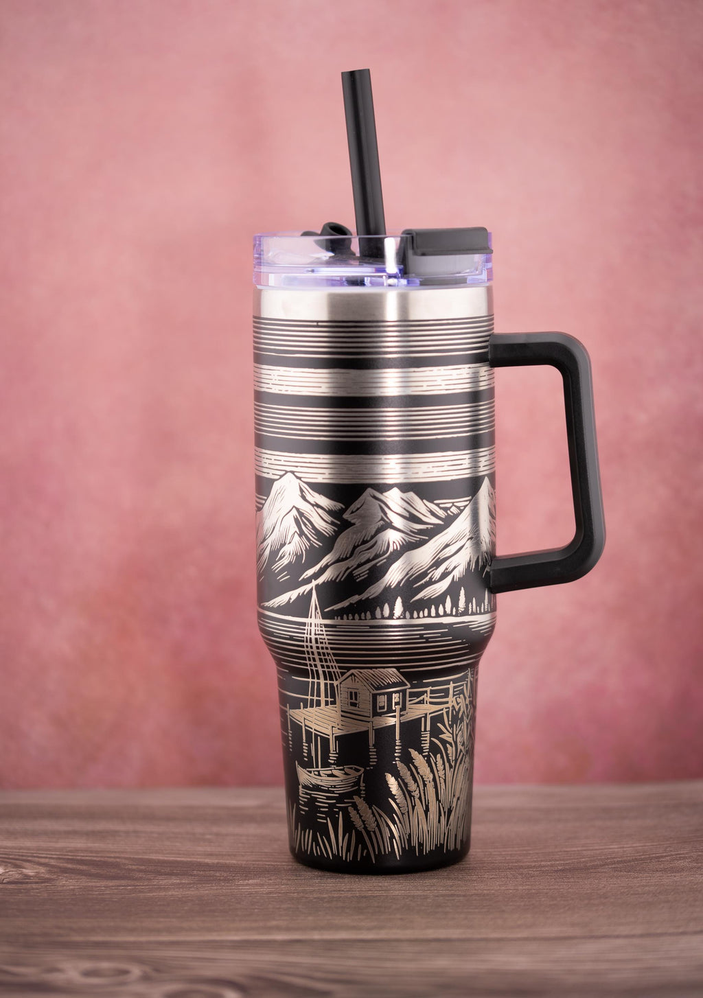 40oz Insulated Tumbler - Laser Engraved Buck And Flag Design | Stainless Steel Cup