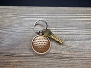 Hardwood Golf Ball Keychain – Laser Engraved Design with Stainless Steel Ring