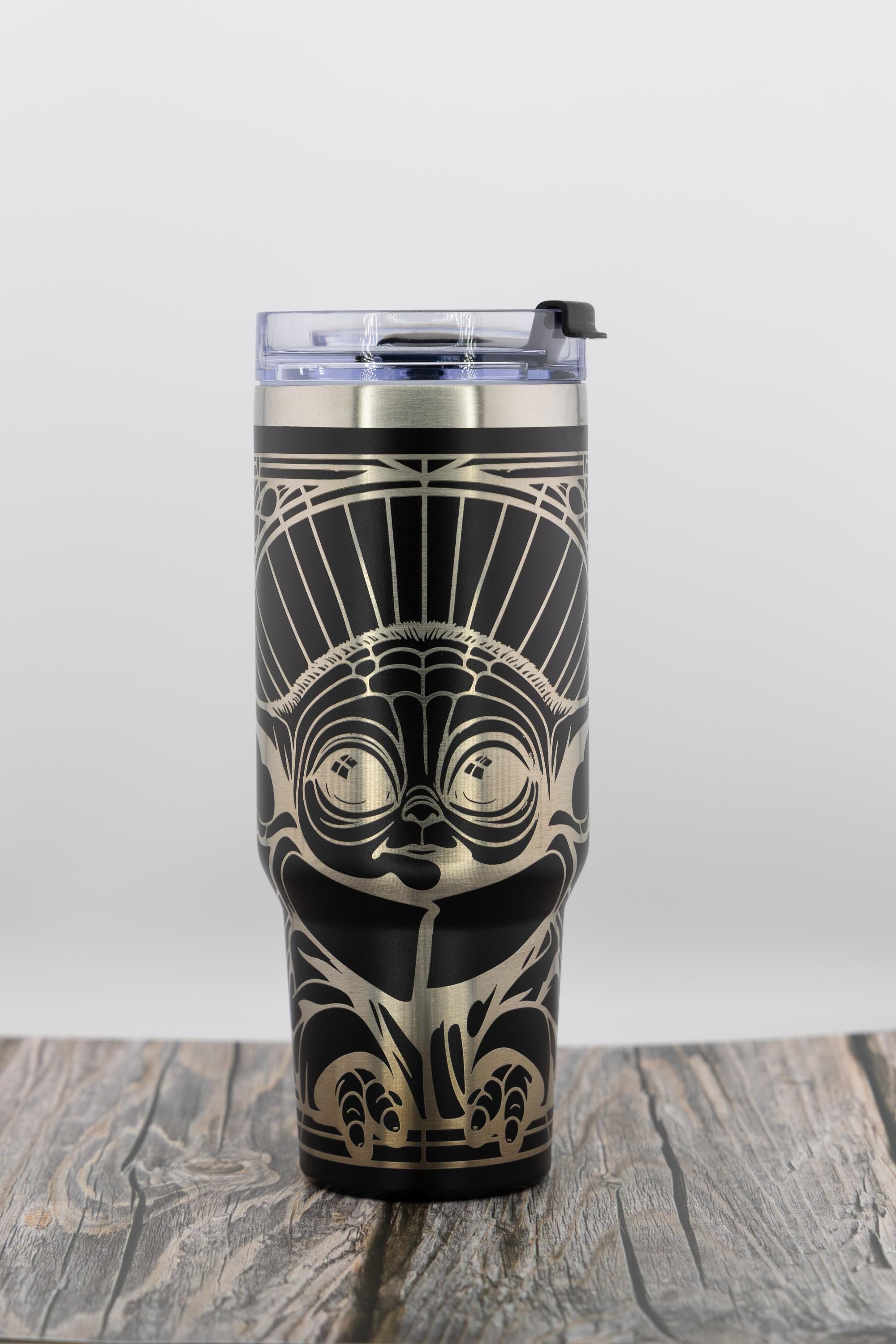 Baby Yoda Tumbler – 40oz Stainless Steel Insulated Cup with Laser Engraved Mosaic Design