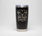 Insulated Travel Tumbler – Laser Engraved Butterfly Design, Custom Powder Coated, 20oz