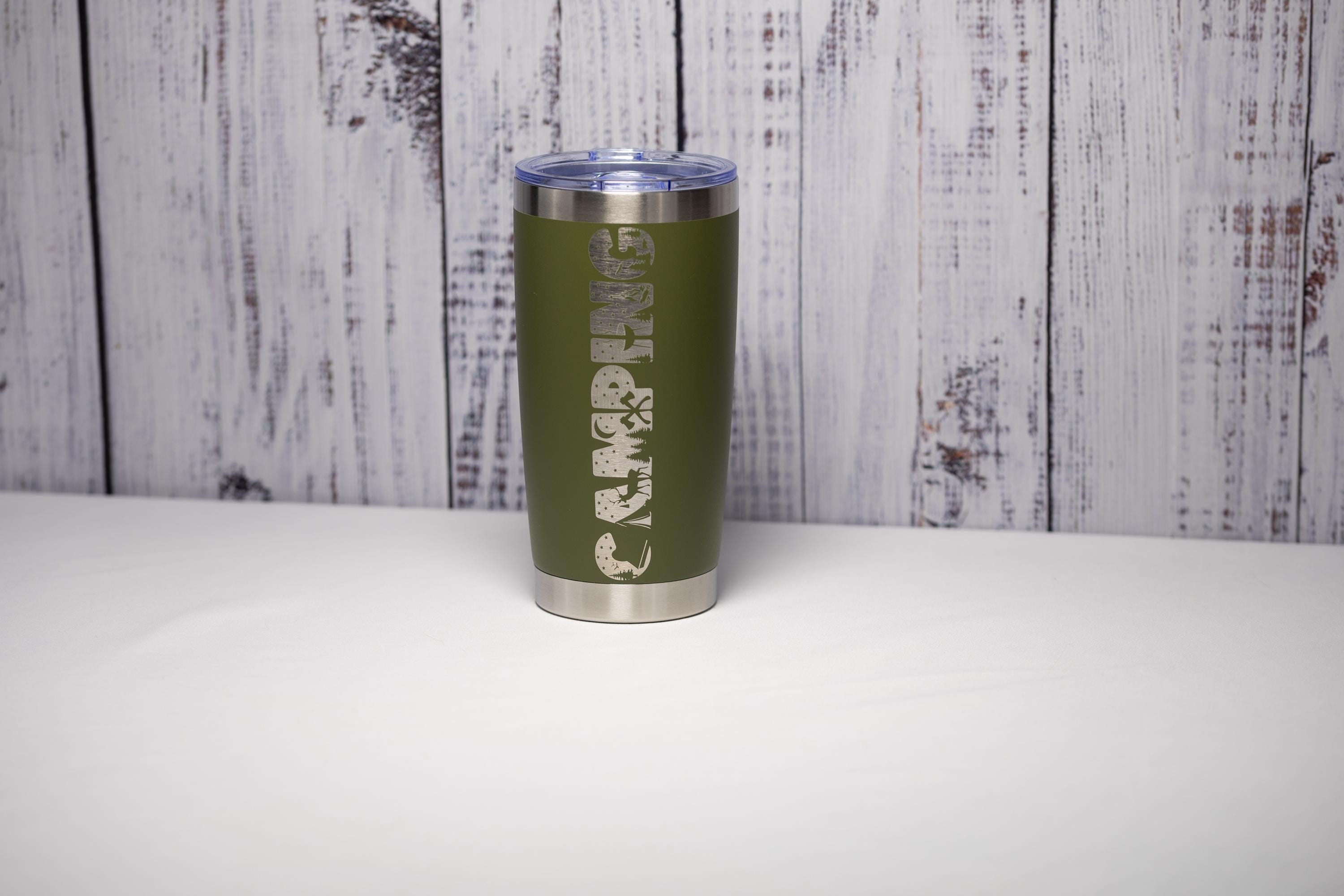 Laser Engraved Tumbler - 20oz Camping Cup | Custom Powder Coat, Double Wall Insulated