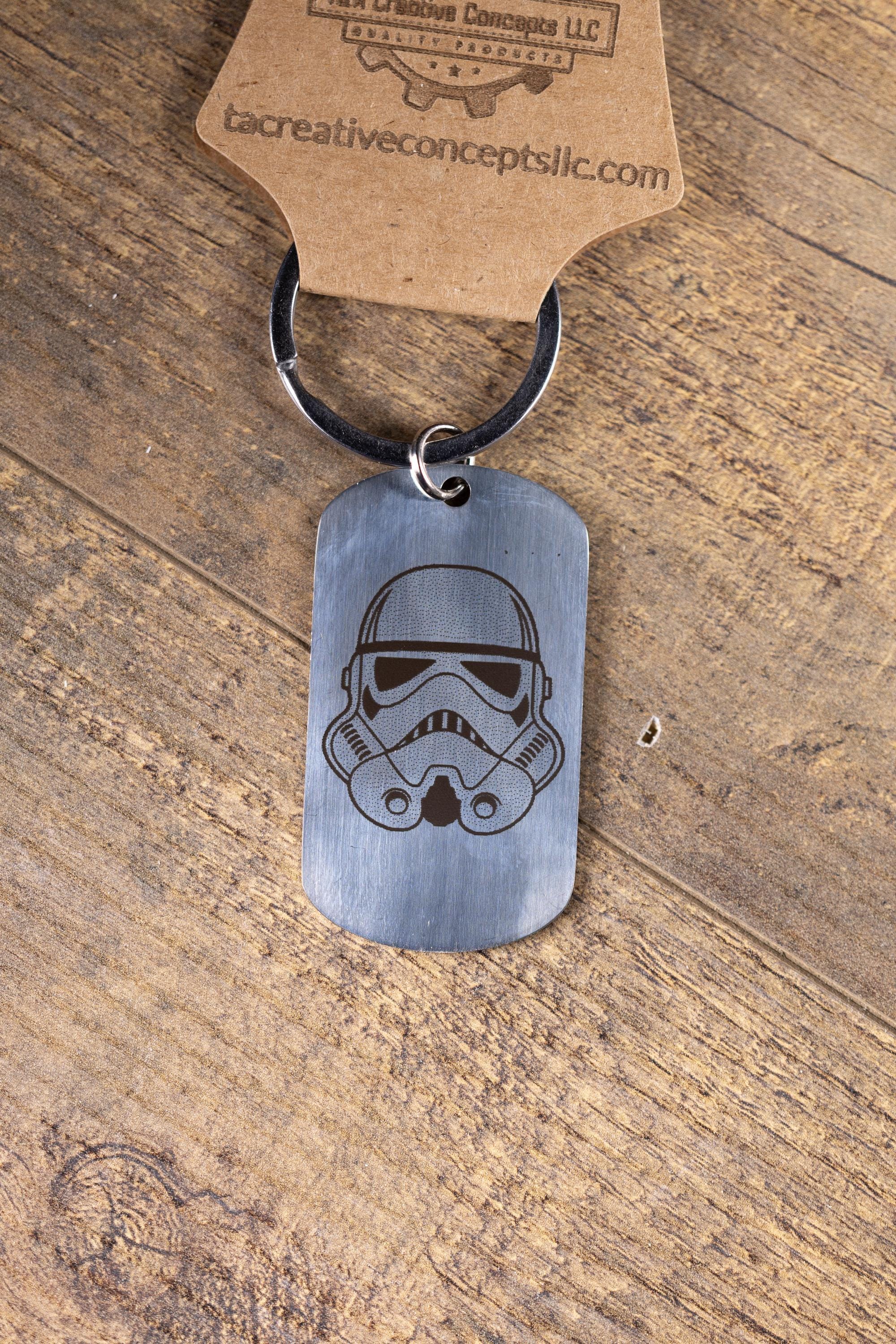 Stormtrooper Keychain – Polished Stainless Steel Laser Engraved Durable Metal Charm