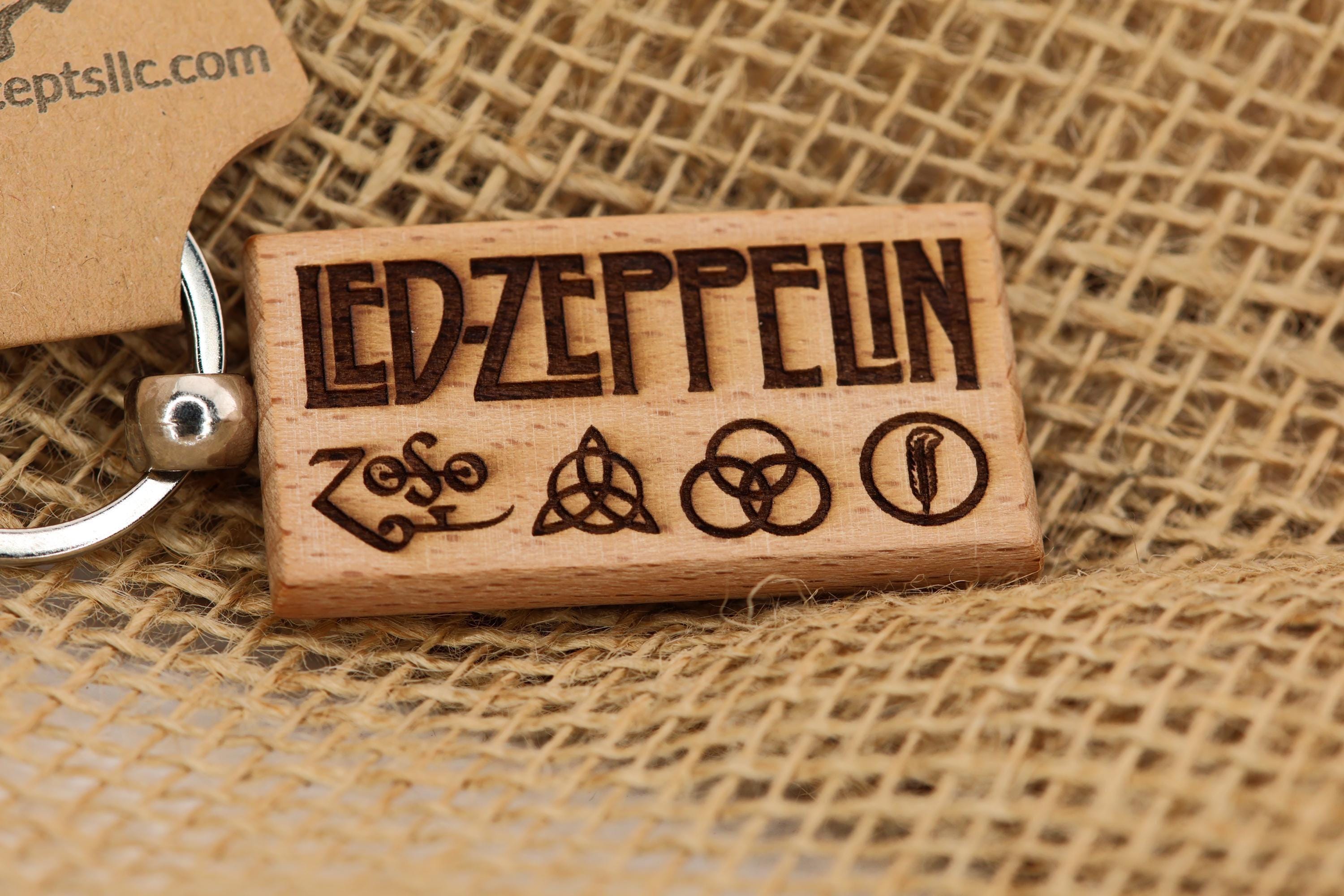 Led Zeppelin Keychain – Laser Engraved Hardwood with Stainless Steel Ring