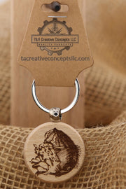 Largemouth Bass Keychain – Double Sided Engraved Hardwood With Rust Resistant Ring